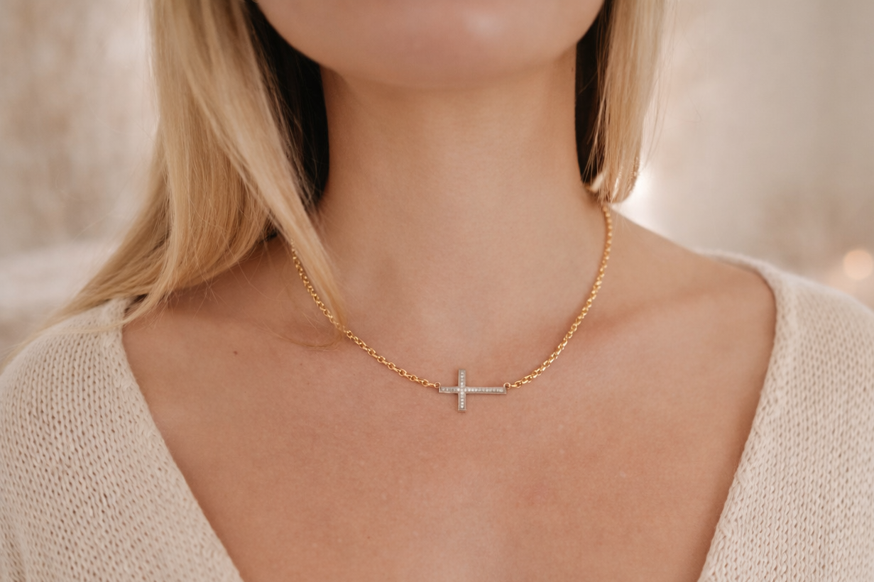 Permanent gold necklace worn daily