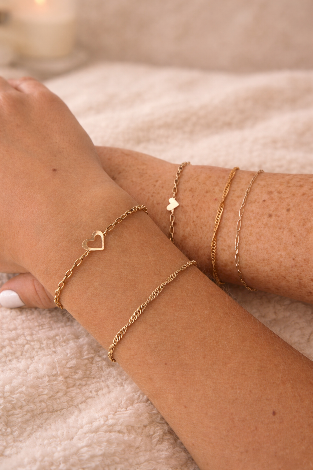 Gold permanent bracelet welded on wrist