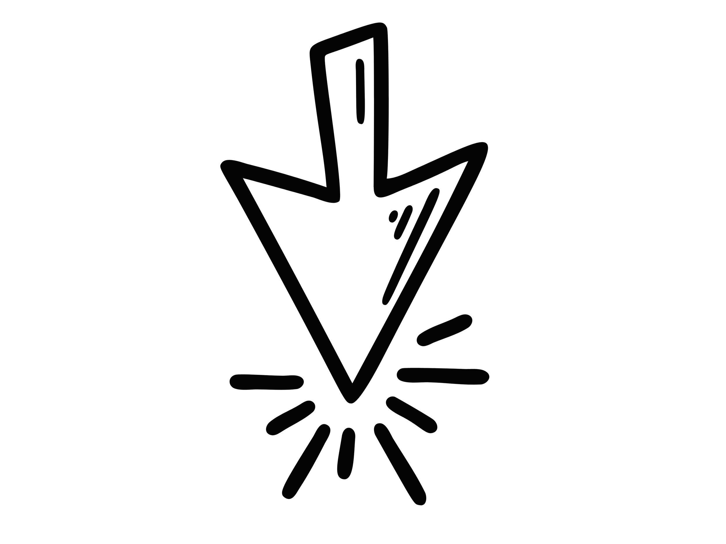 Un dessin simple d'une flèche pointant vers le bas, en noir sur fond transparent.