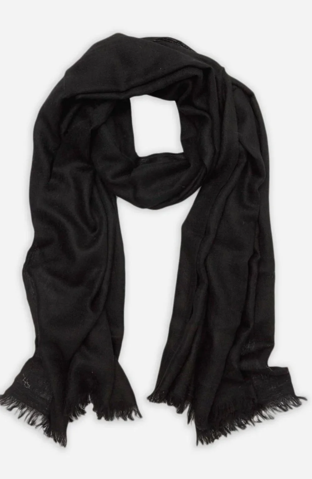 Detailaufnahme schwarzer Kashmiri Pashmina Schal – feine Kaschmirstruktur