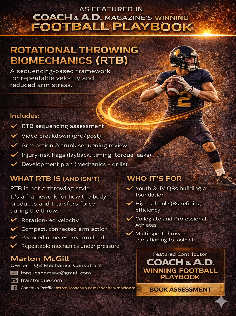 Rotational Throwing Biomechanics (RTB) :   A sequencing-based framework for repeatable velocity and reduced arm stress.