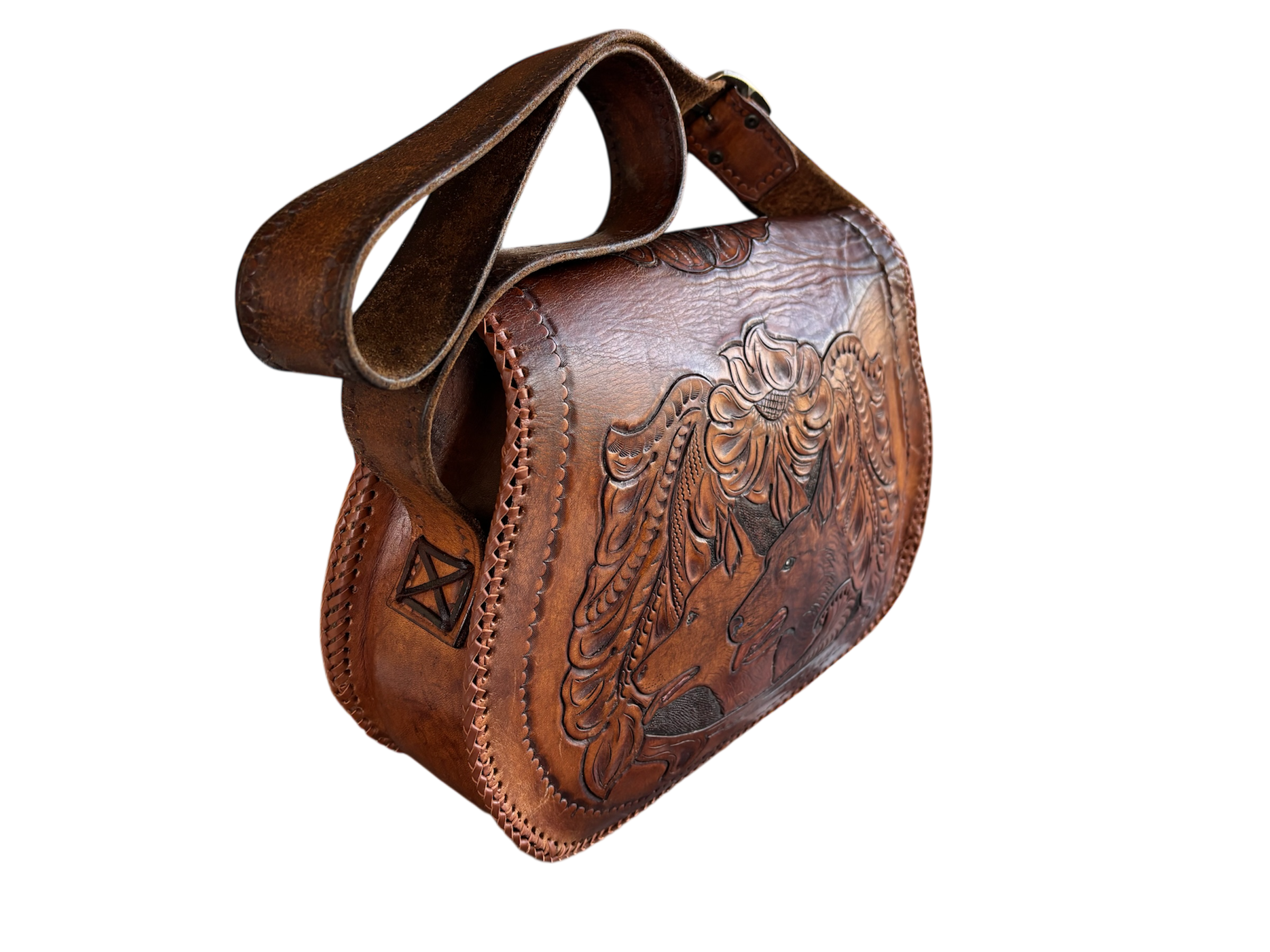 A brown leather bag lovingly restored for the client.