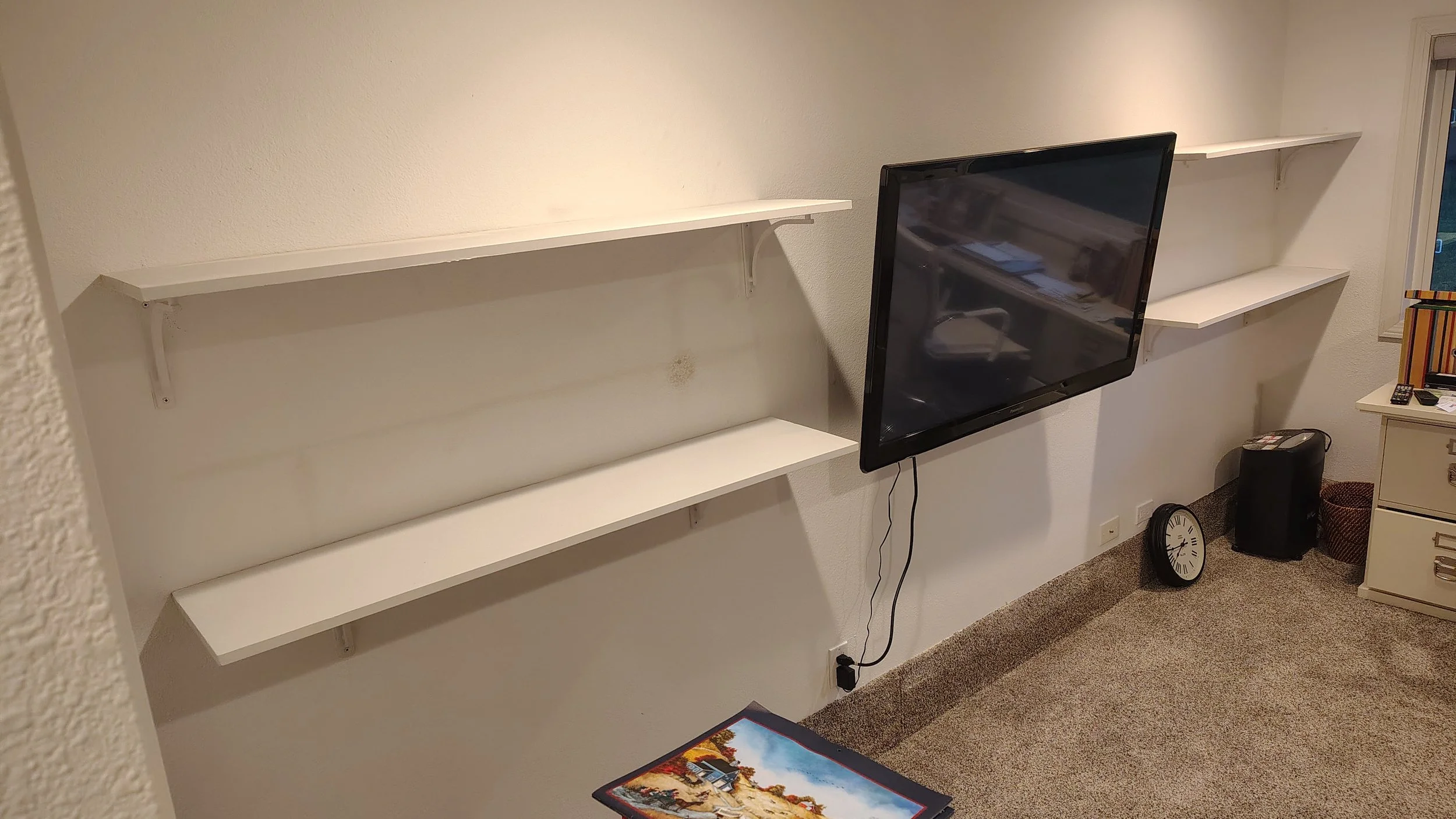 Installation of shelves (and TV mount)