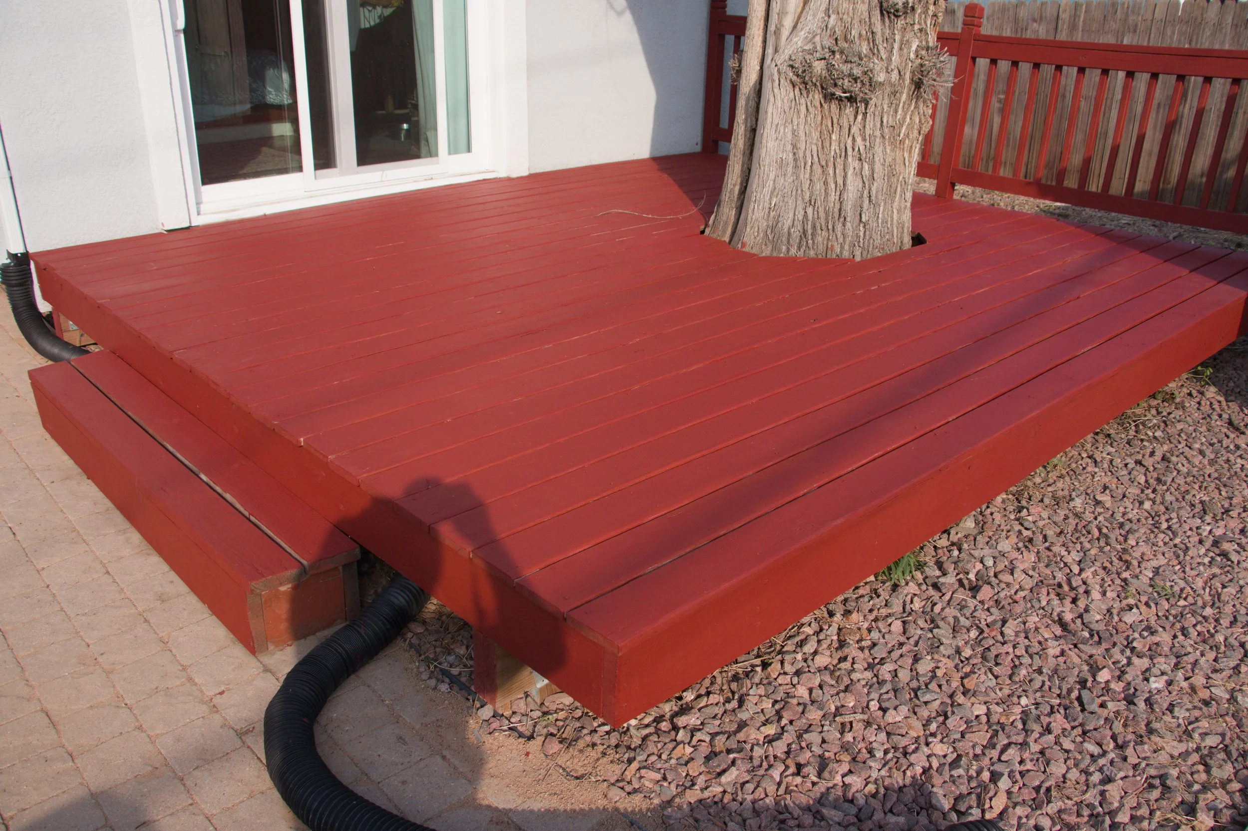 Deck after being restained