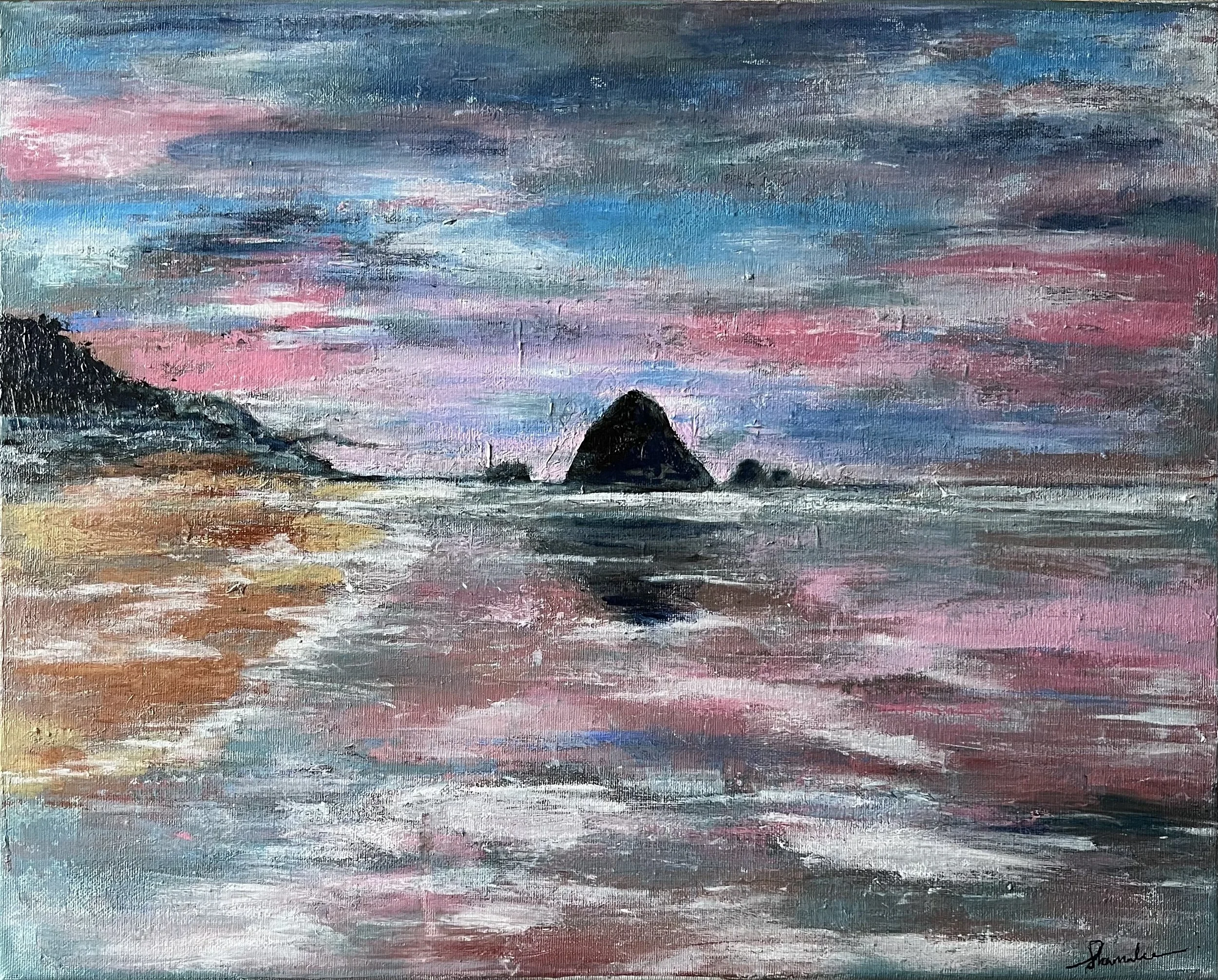 Coastline by Shamalee Rajapakse, acrylic on canvas, 2025