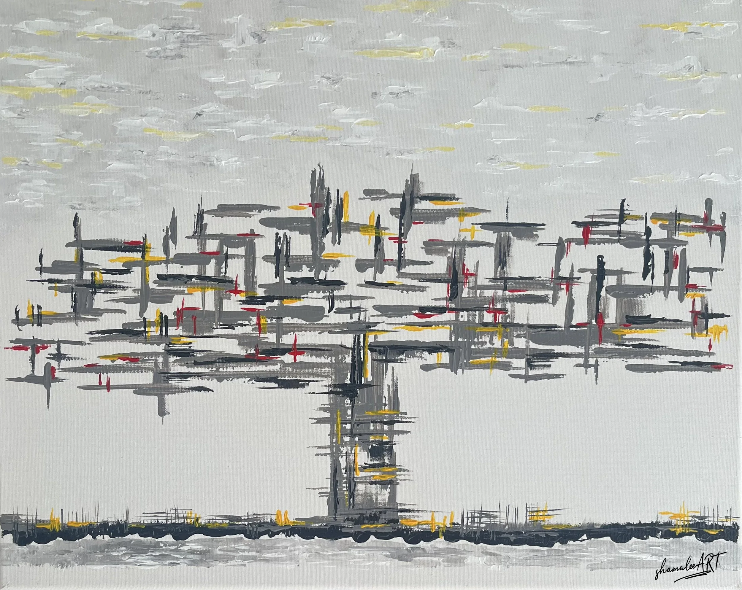 Solitude sold original acrylic abstract landscape painting on canvas by Shamalee Rajapakse, 16x20 inches