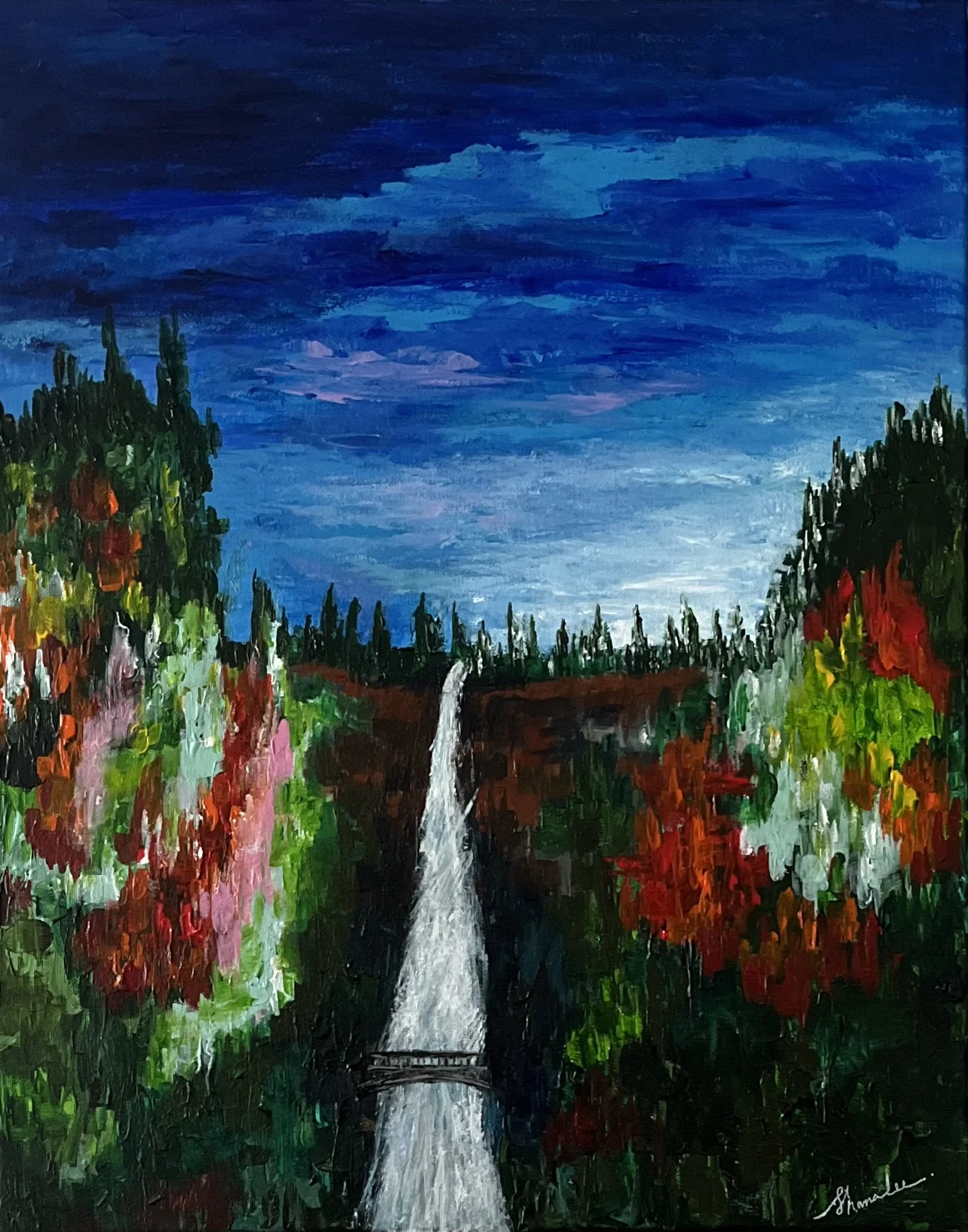 Fall in the fall by Shamalee Rajapakse, acrylic on canvas, 2024