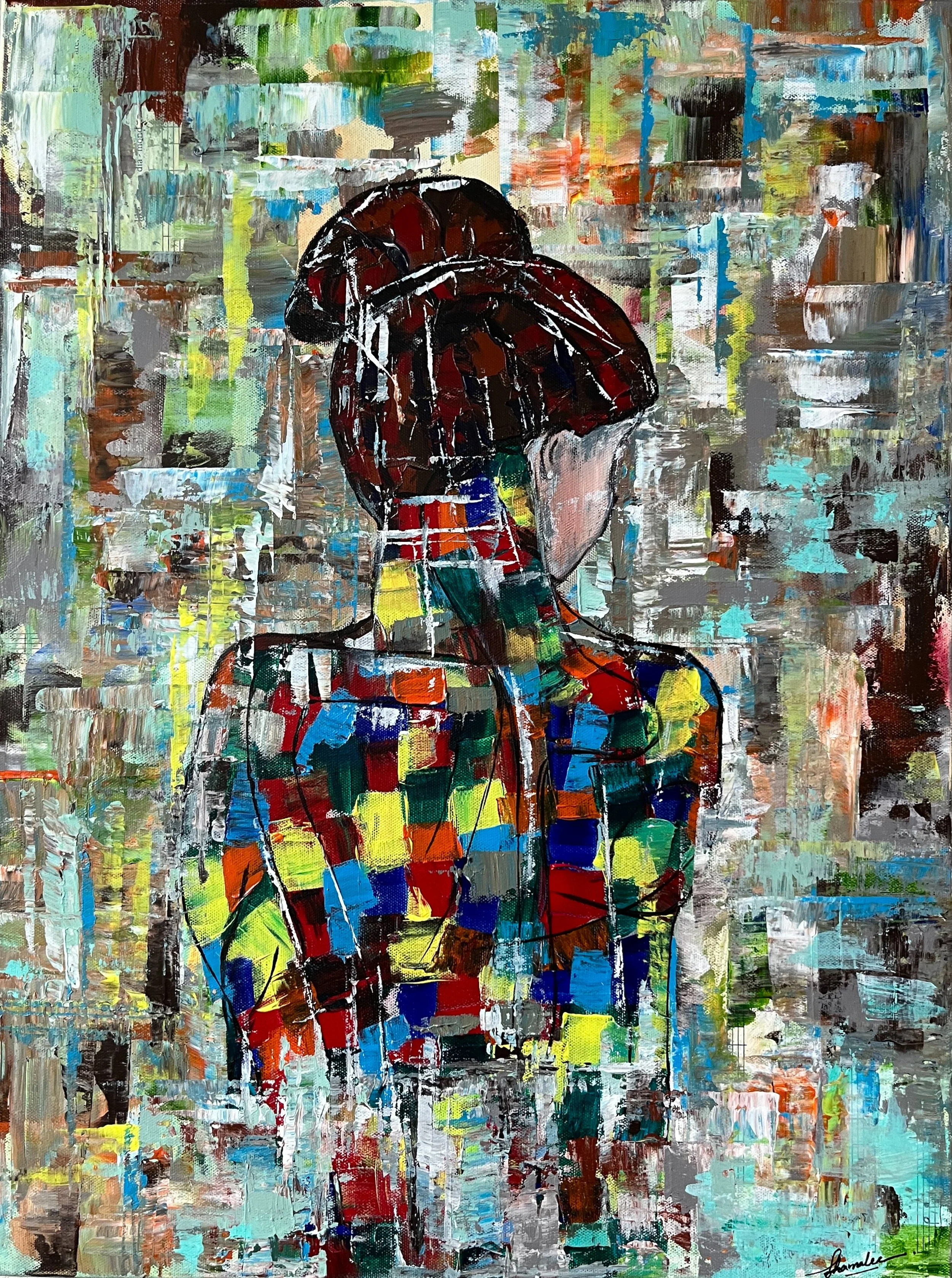 Soft feminine figurative painting on canvas, 24 x 18