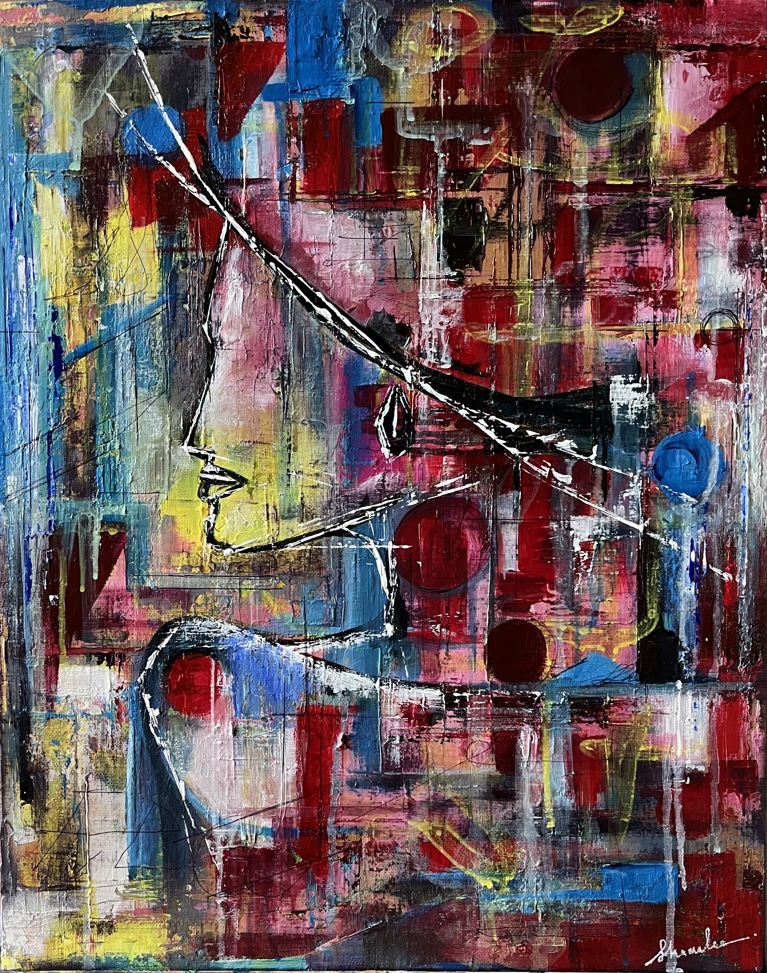 Lady in Color — 20 × 16 — Original Acrylic and Mixed Media Painting