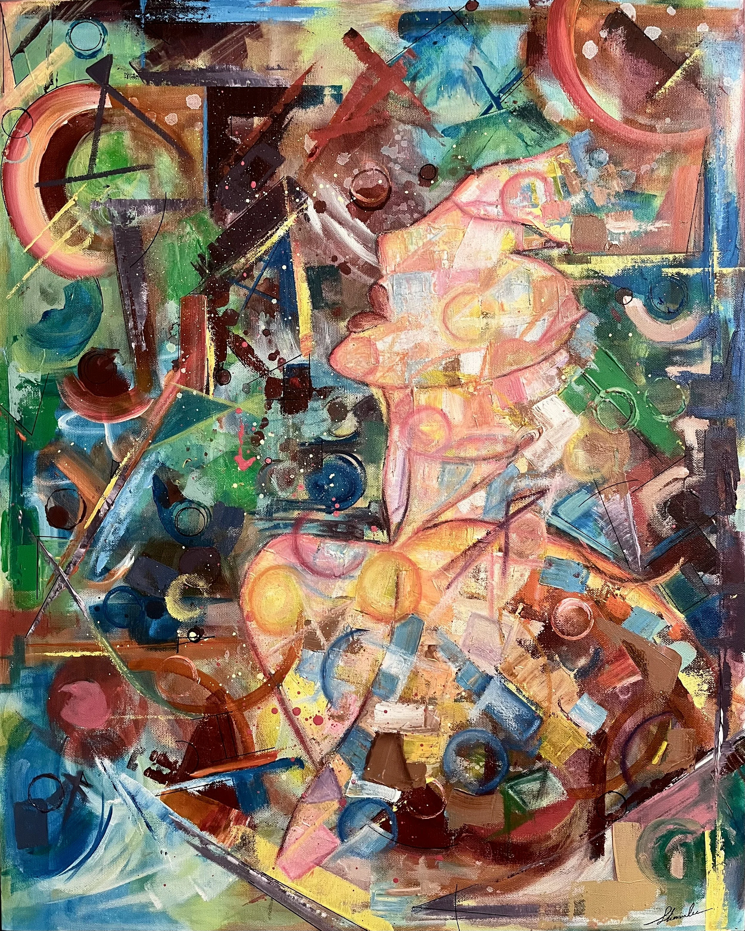 Textured abstract painting on canvas, 30 x 24