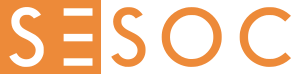 Close-up image of the word 'SOC' with stylized letters, featuring the 'E' as three parallel lines.