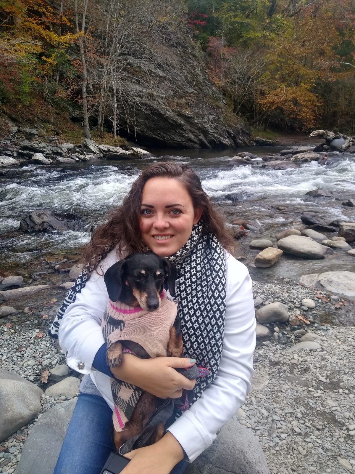 Artist, Emily Middleton, with her dog, Lucy