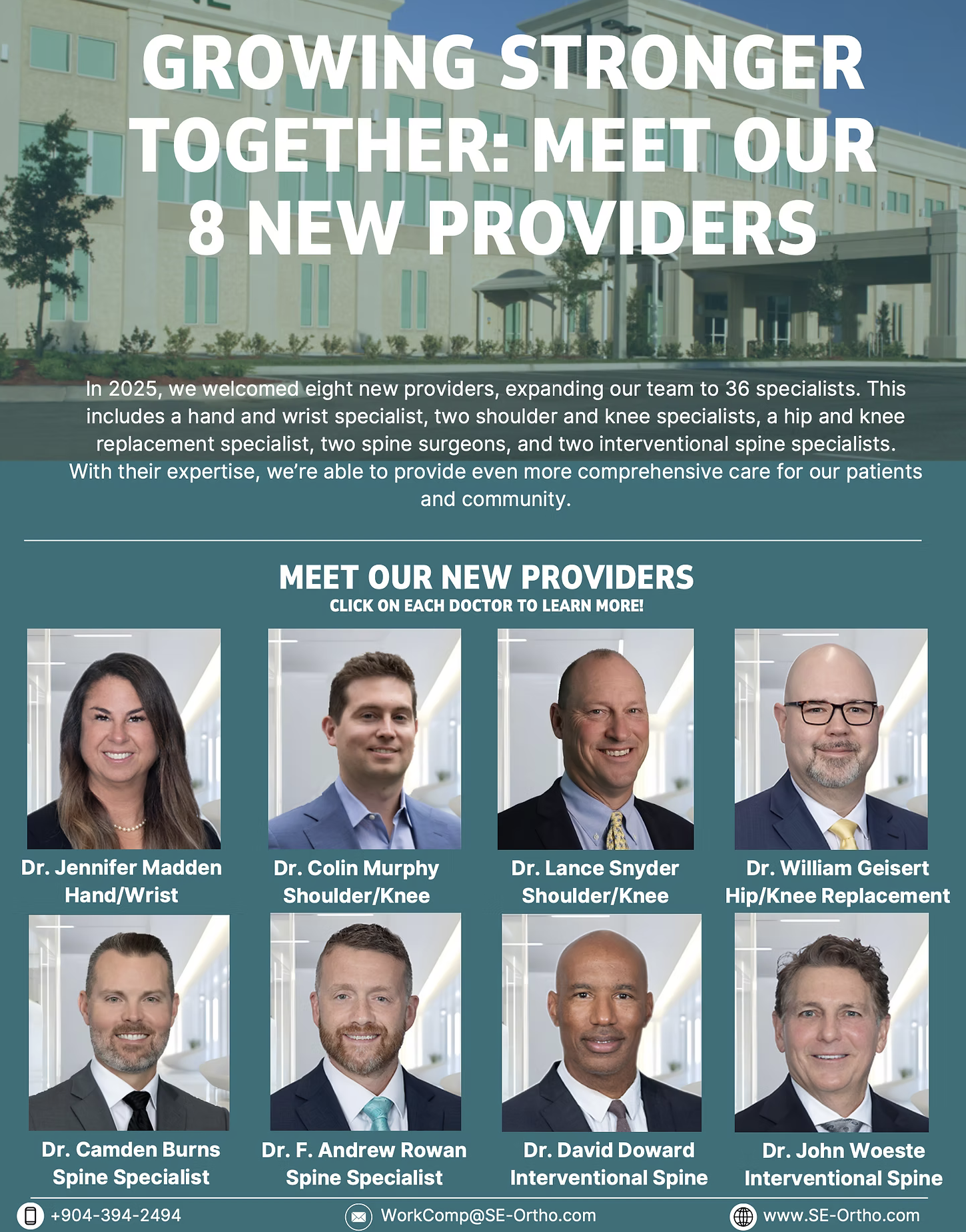 Southeast Orthopedic Specialists Strengthens Its Team to Better Serve Injured Workers