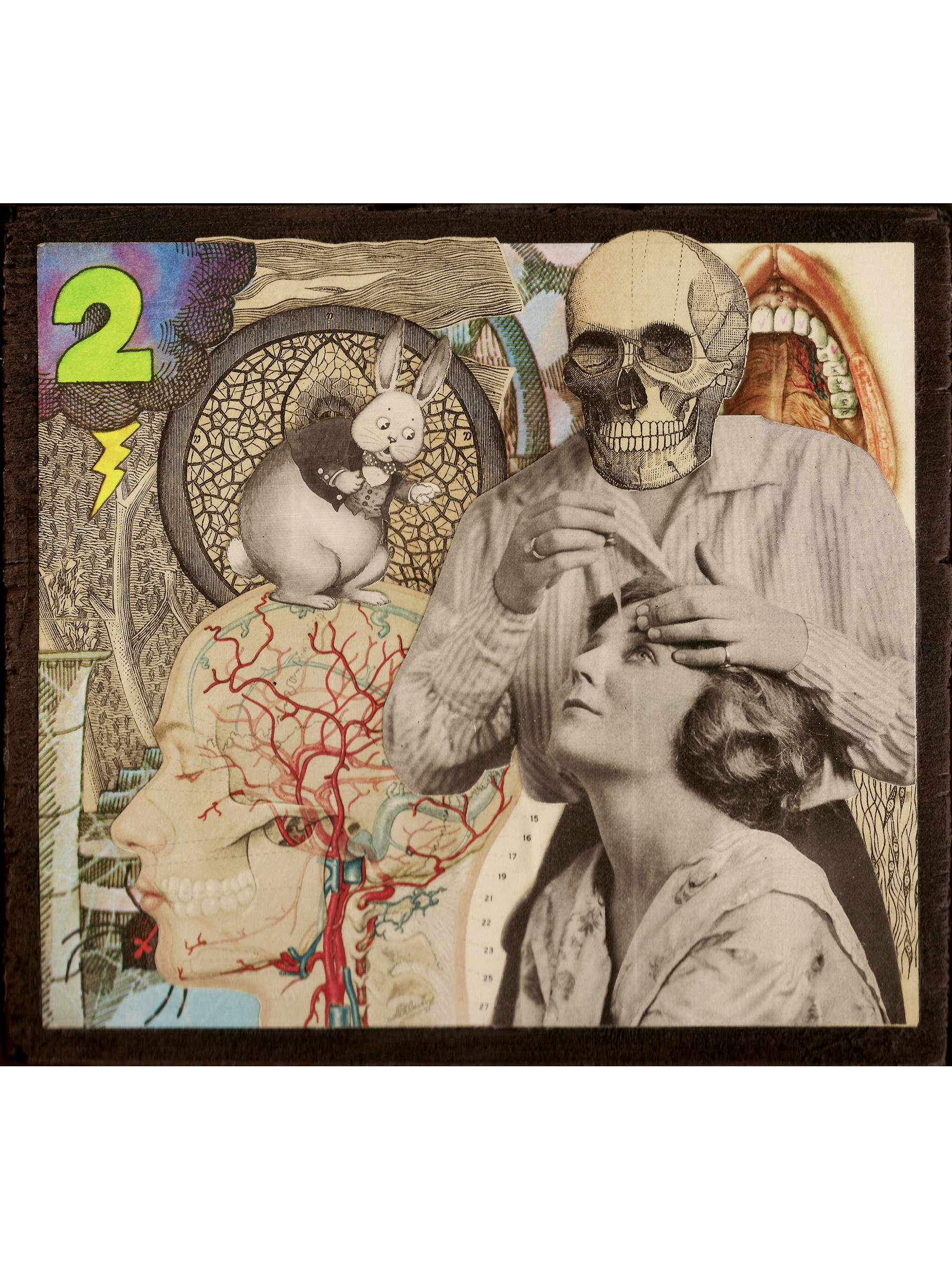   Administering Eye Drops  , 2019 
Collage on Found Board 
8" x 7" 
180-