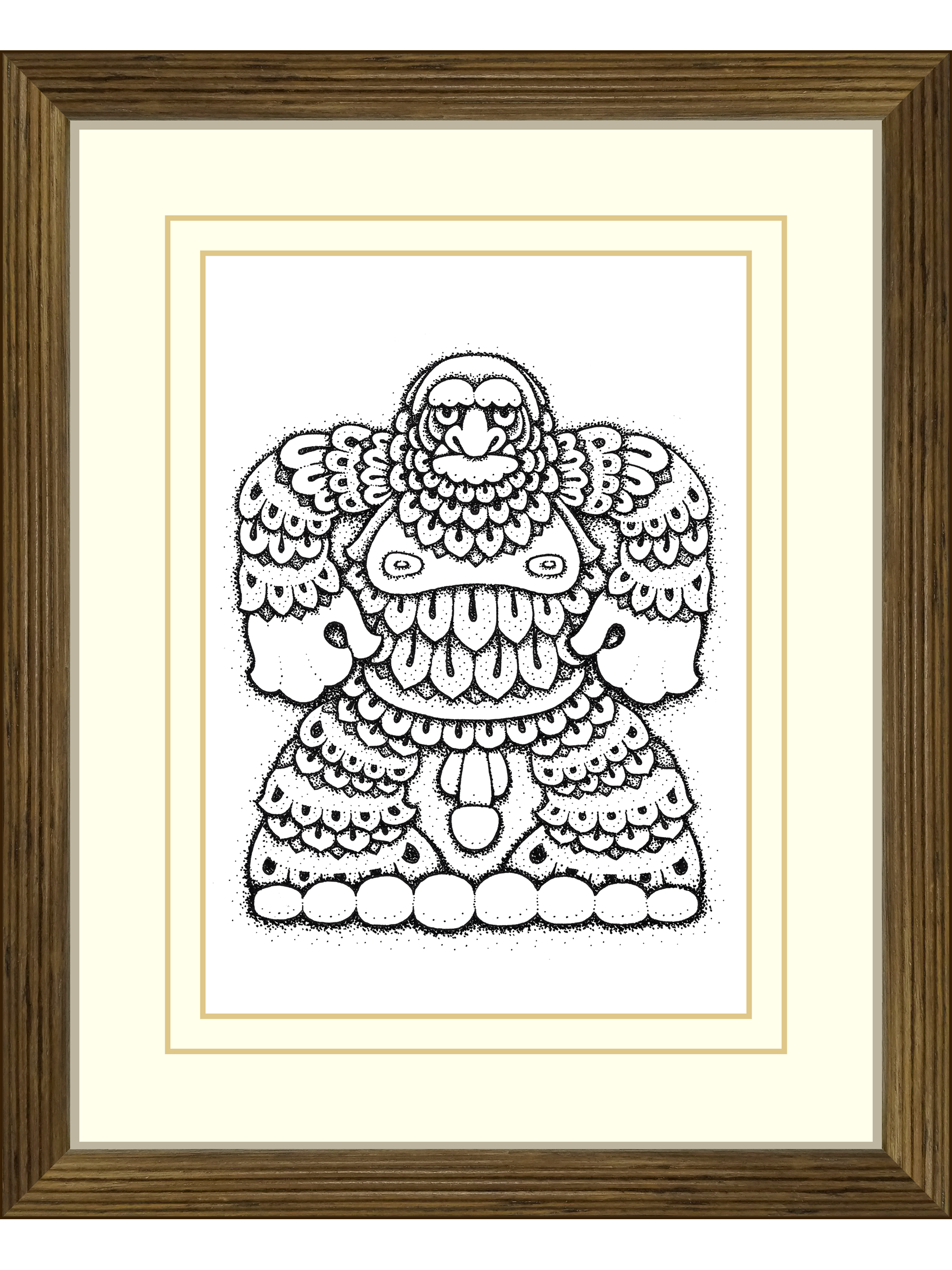   Yet Hi  , 2014 
Ink on Bristol Board 
9" x 11" (framed) 
200-