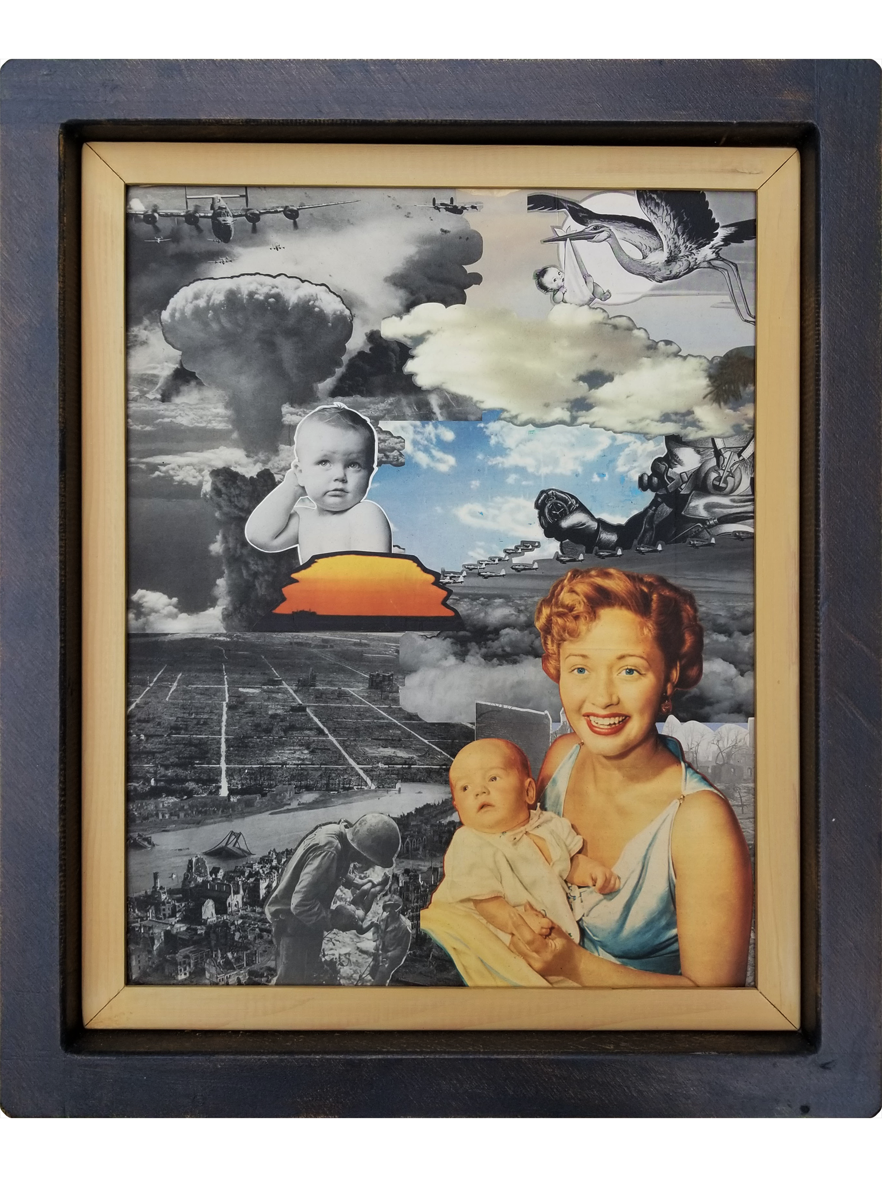   Nuclear Family  , 2026 
Collage on Wood Panel 
20" x 24" 
700-