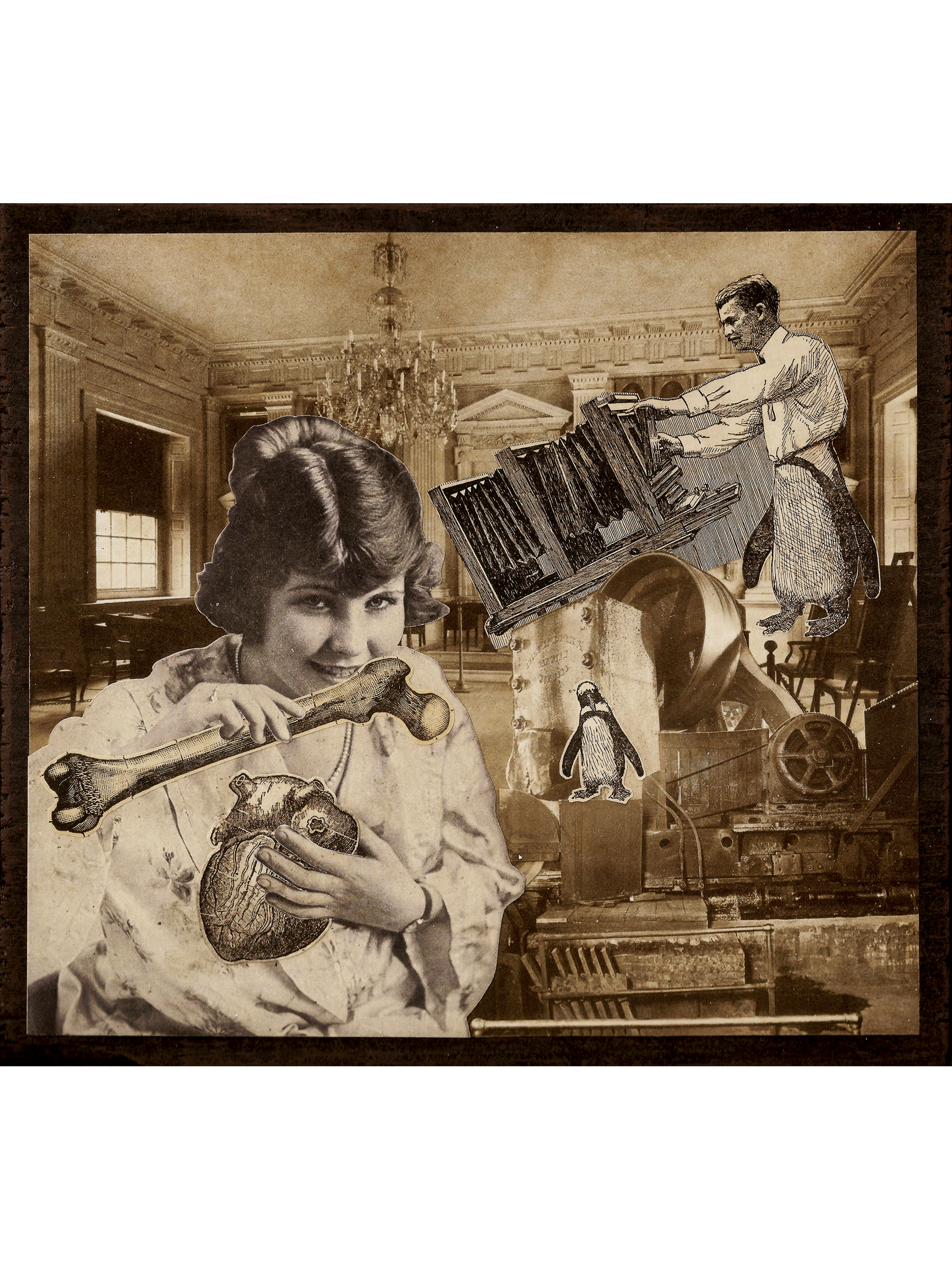   Smile for the Camera  , 2019 
Collage on Found Board 
8" x 7" 
180-