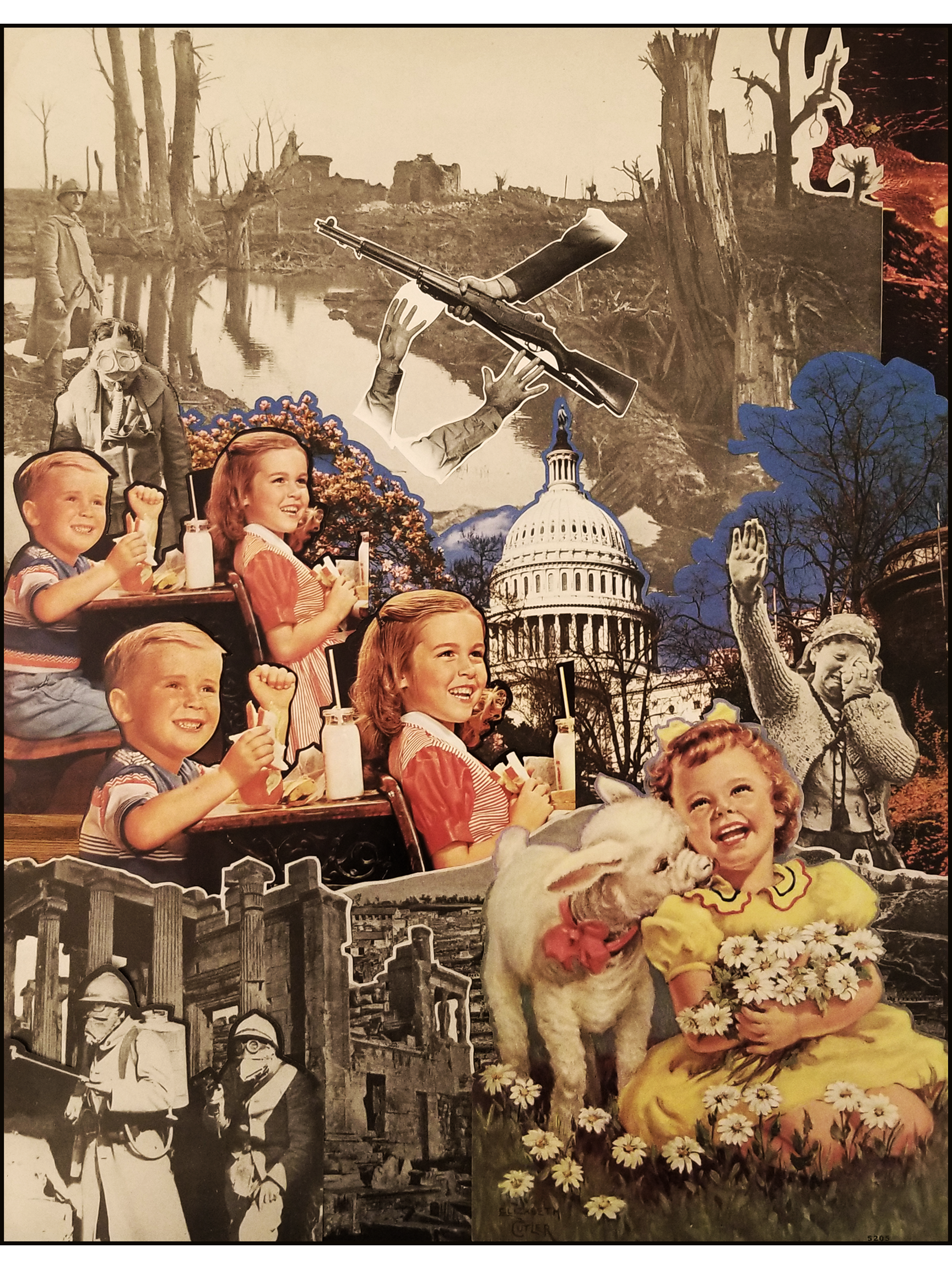   Fight, Fight, Fight  , 2024 
Collage on Wood Panel 
15" x 19" 
Sold