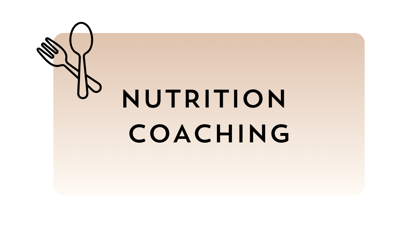 A logo with the words 'Nutrition Coaching' in bold black letters, with a stylized illustration of a fork and spoon above.