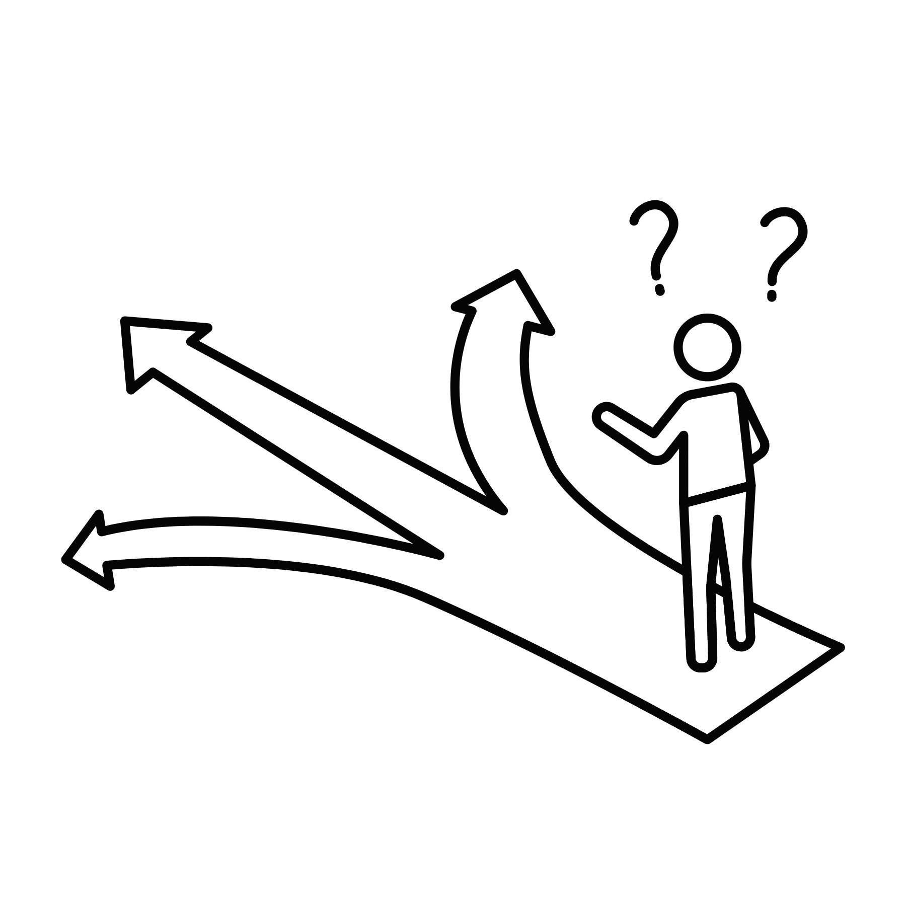 Icon showing someone making a difficult commercial real estate decision