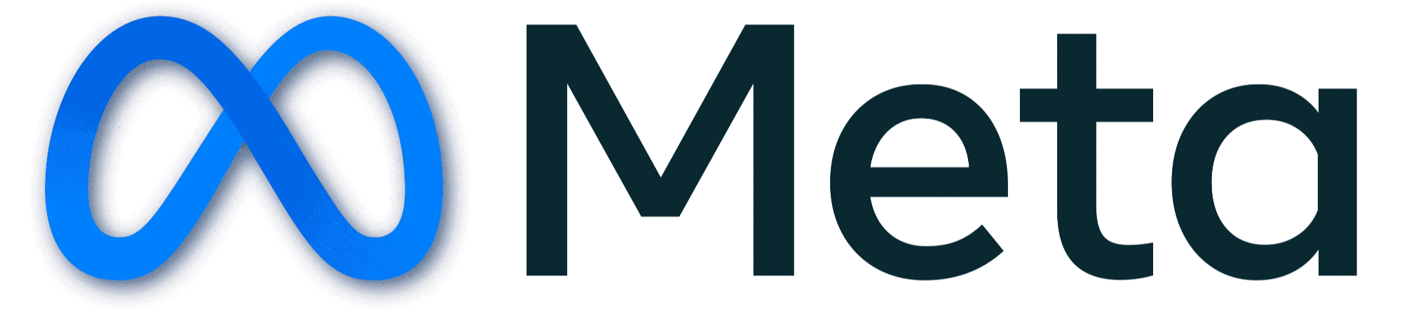 Meta logo, a blue infinity symbol followed by the word Meta in dark blue text.