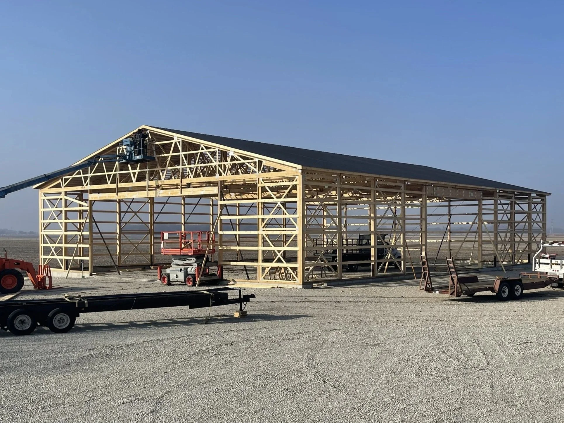 Post-frame wall system constructed in Illinois