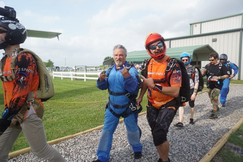 Father excited to board the plane