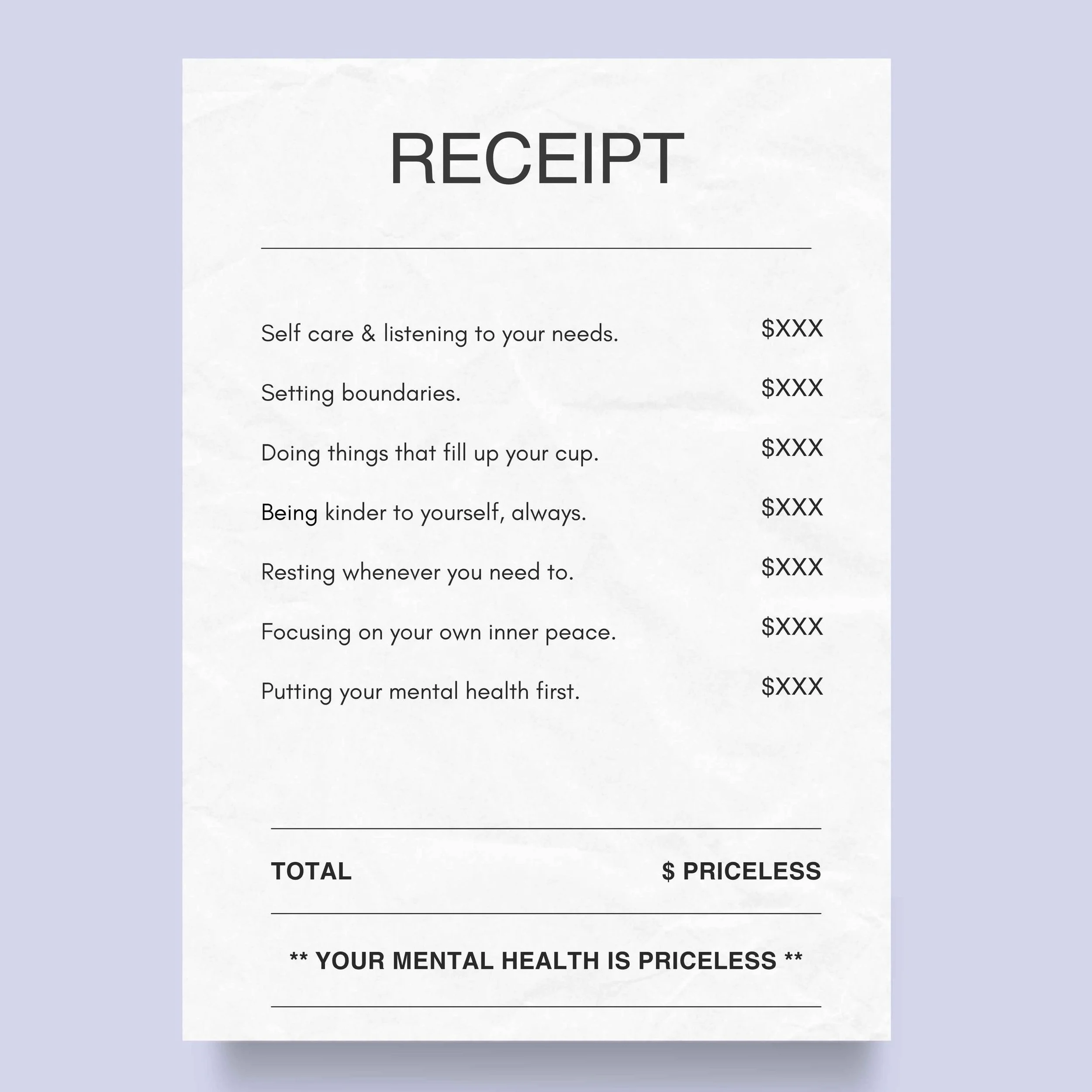 You can't put a price on the importance of taking care of your mental health, ever! #MentalHealthMatters