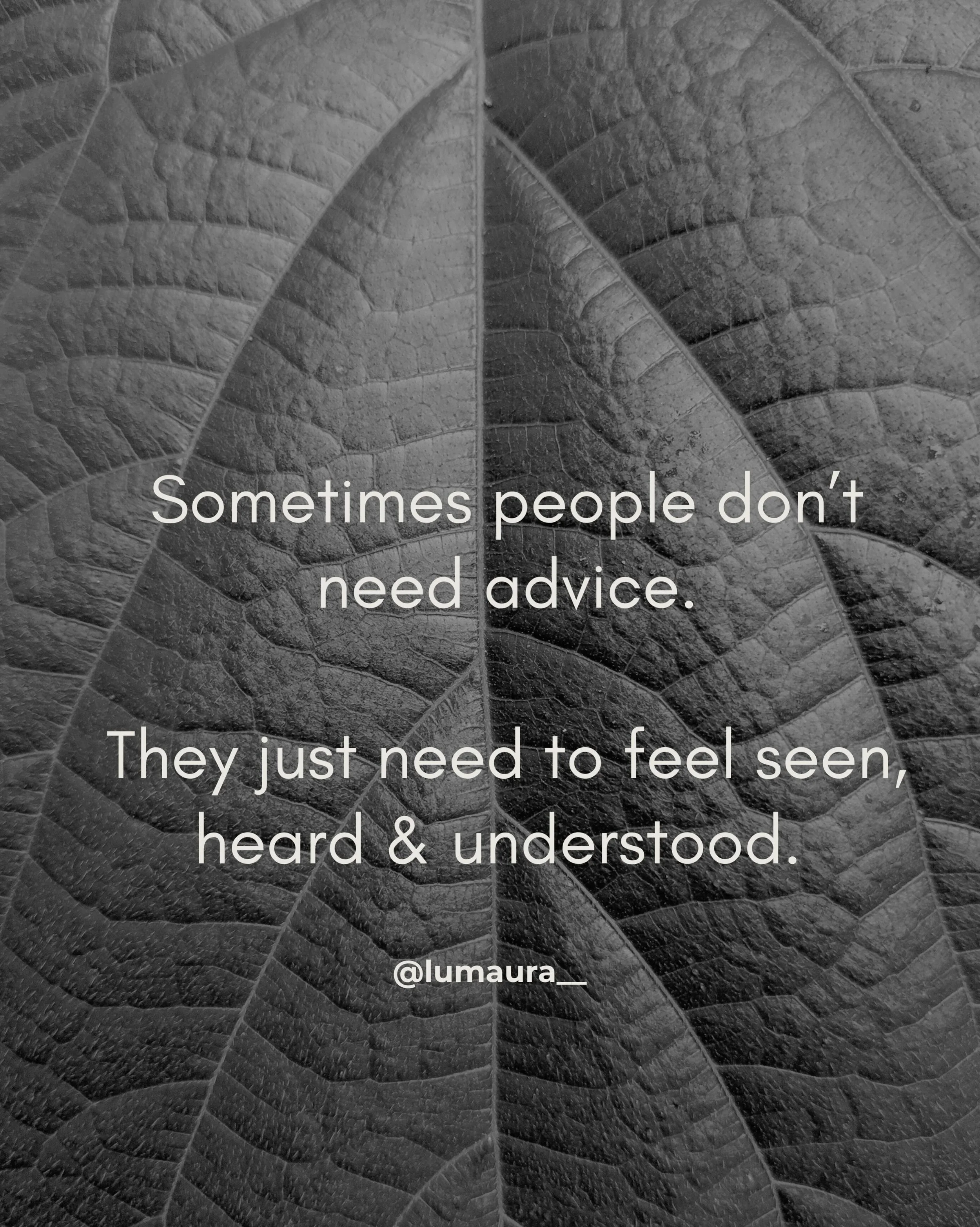 There&rsquo;s something quietly powerful about being in the presence of someone who truly listens.

Not someone who jumps straight to solutions or tries to fast-forward your pain. But someone who just&hellip; stays. Who looks you in the eye and lets 