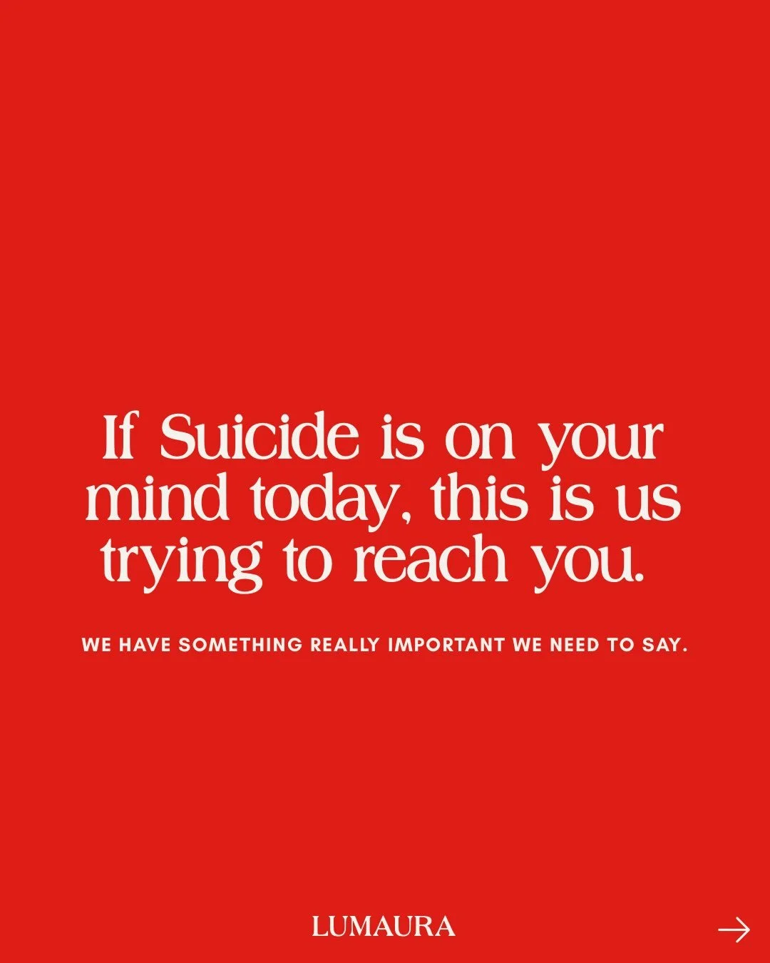 If suicide is on your mind today, this is us trying to reach you, because there&rsquo;s something we really need you to hear.

Share this. Save this. Send this to someone who might need it.

The world&rsquo;s better with you in it. ❤️✨