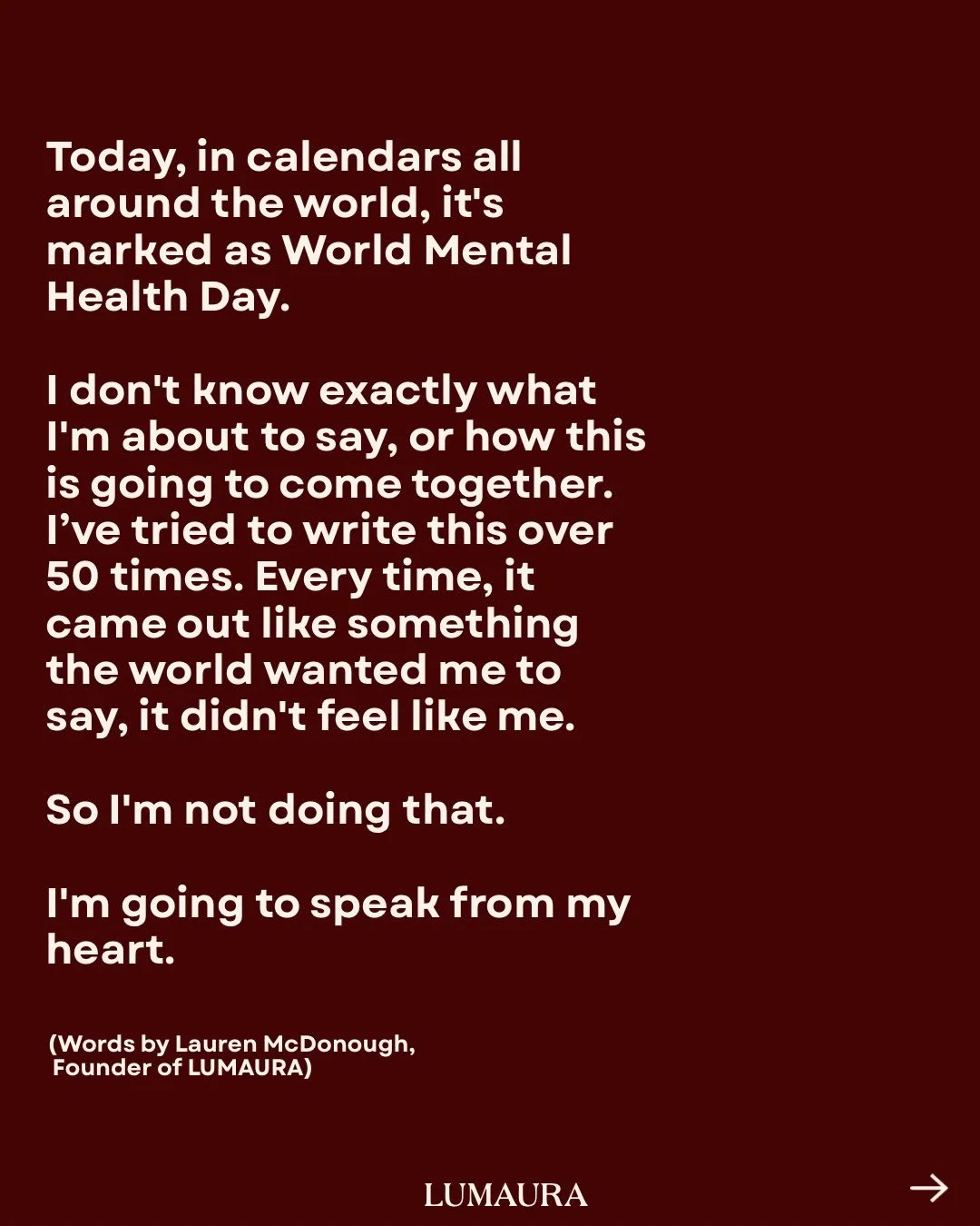 Mental health awareness shouldn&rsquo;t be a once-a-year conversation. It should be part of our everyday lives. 

It&rsquo;s about listening without judgment, believing people when they tell us they&rsquo;re struggling, checking in, and creating spac