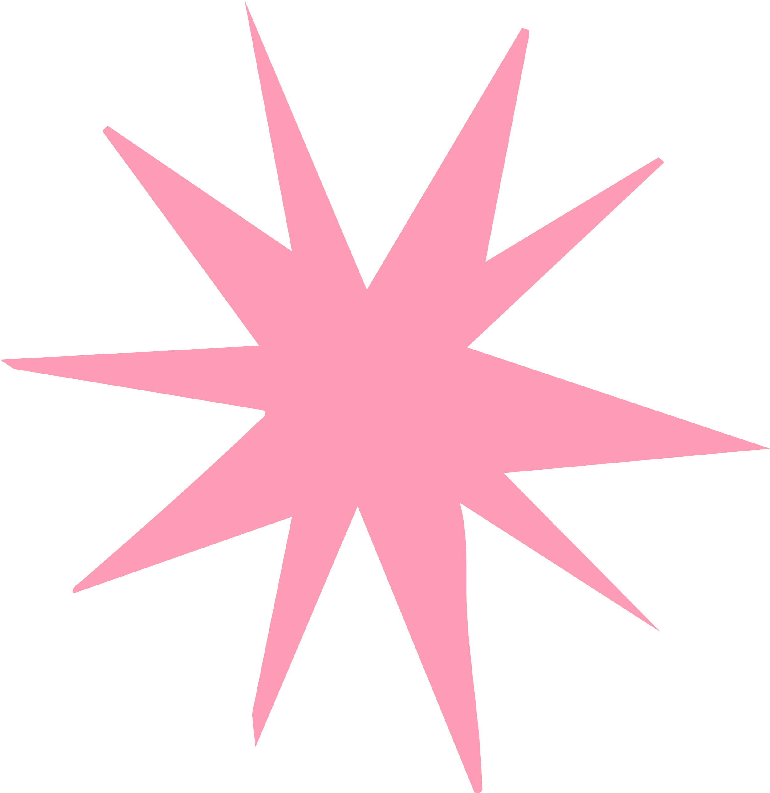 Estrella rosa con múltiples puntas sobre fondo negro.