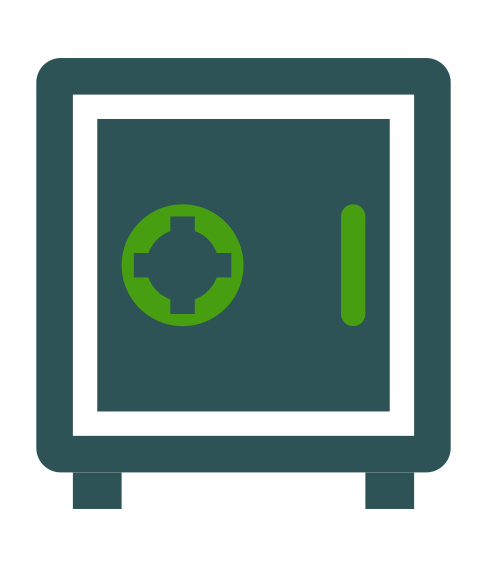 Icon of a safe representing VPI program #2 - Custom Stable Lentiviral Producer Cell Line & GMP Master Cell Bank