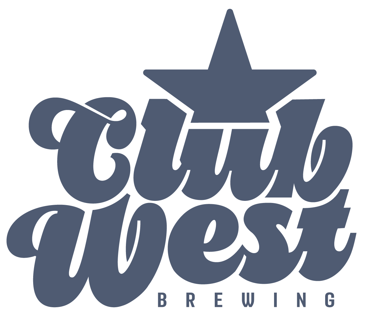 Logo for Club West Brewing featuring stylized text and a star above the words.