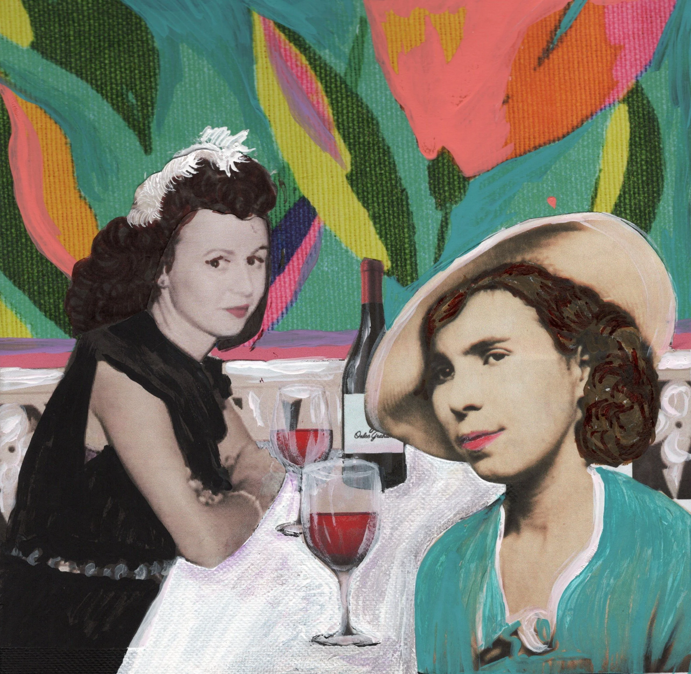 Elinor and Mabel Collage enjoying some OG wine