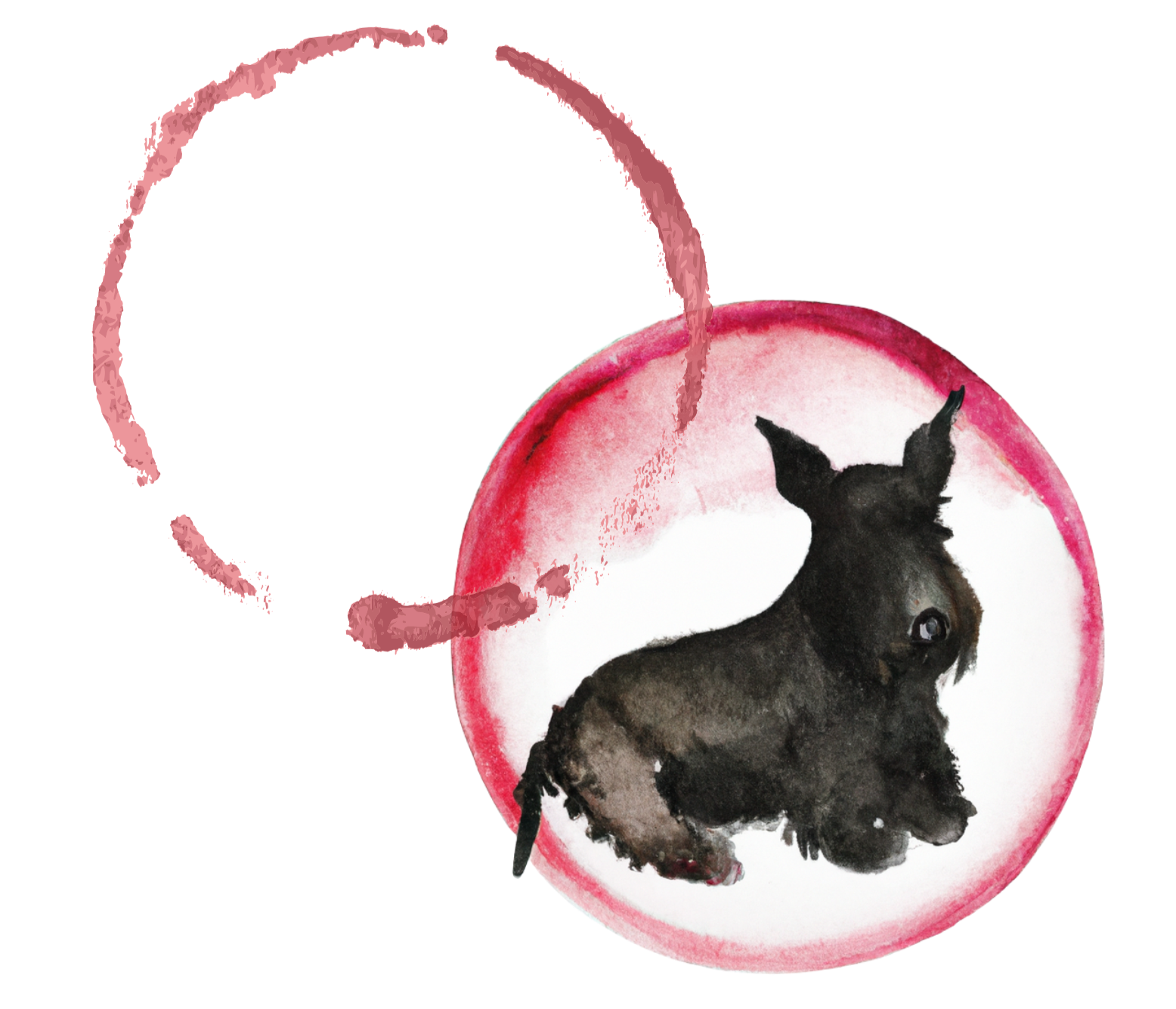 Scottish Terrier and wine rings logo