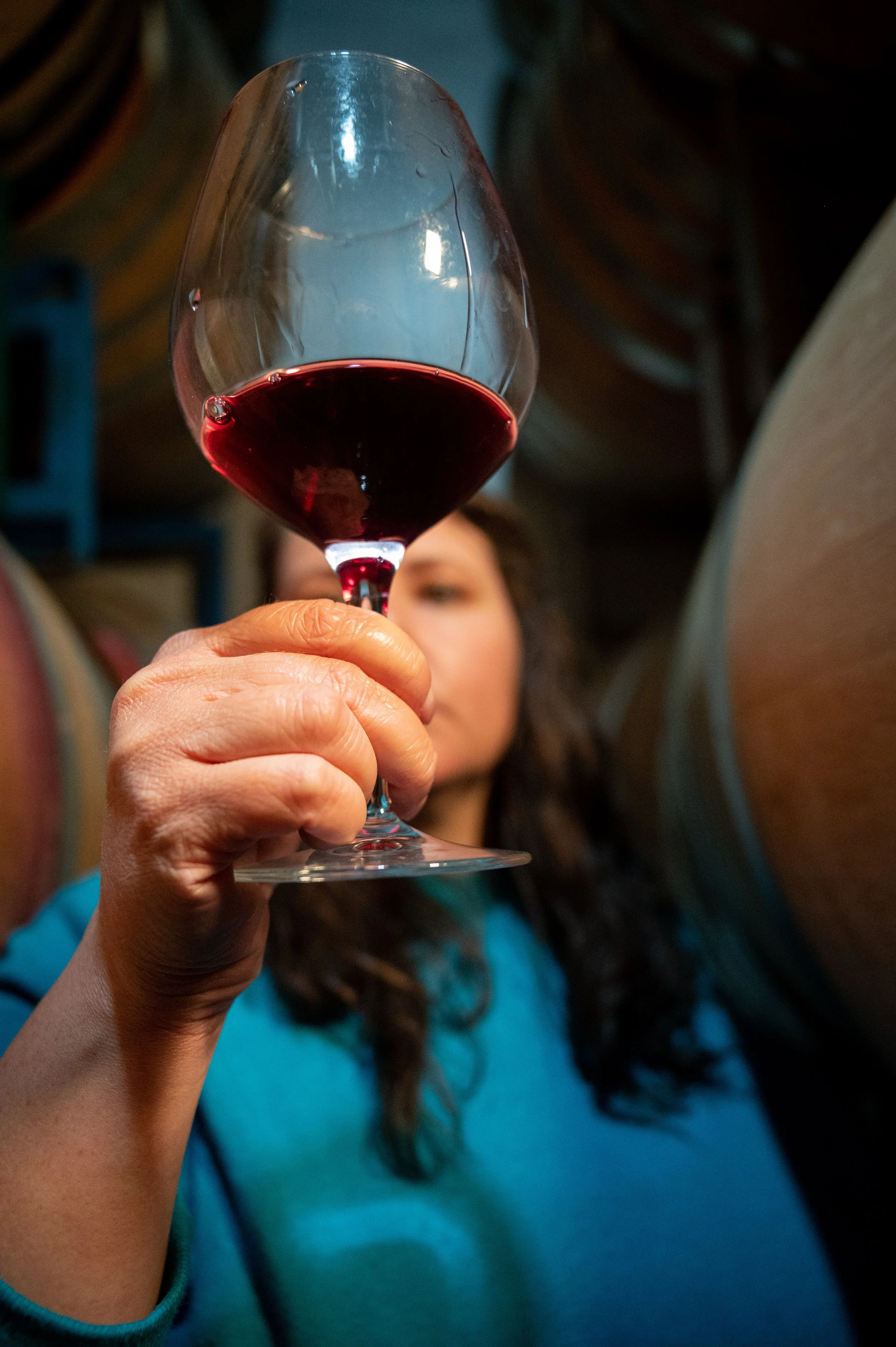 Jennie tasting Pinot Noir