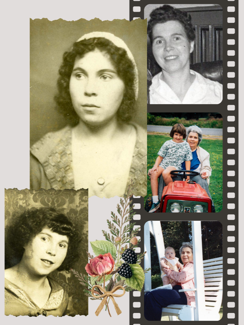 Collage of Mabel Graham photos at different stages of her life.
