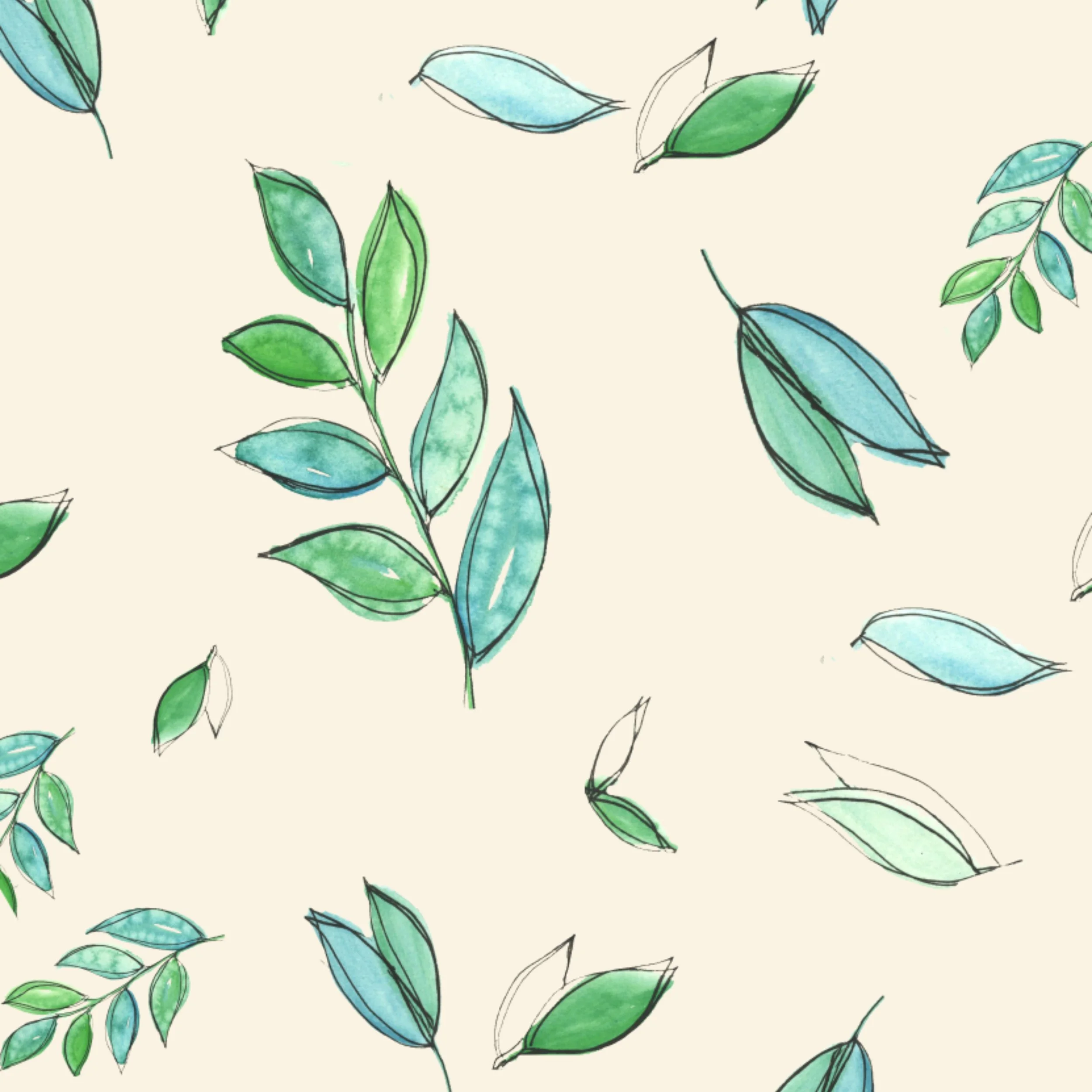 Leaves seamless pattern on Cream background.jpg