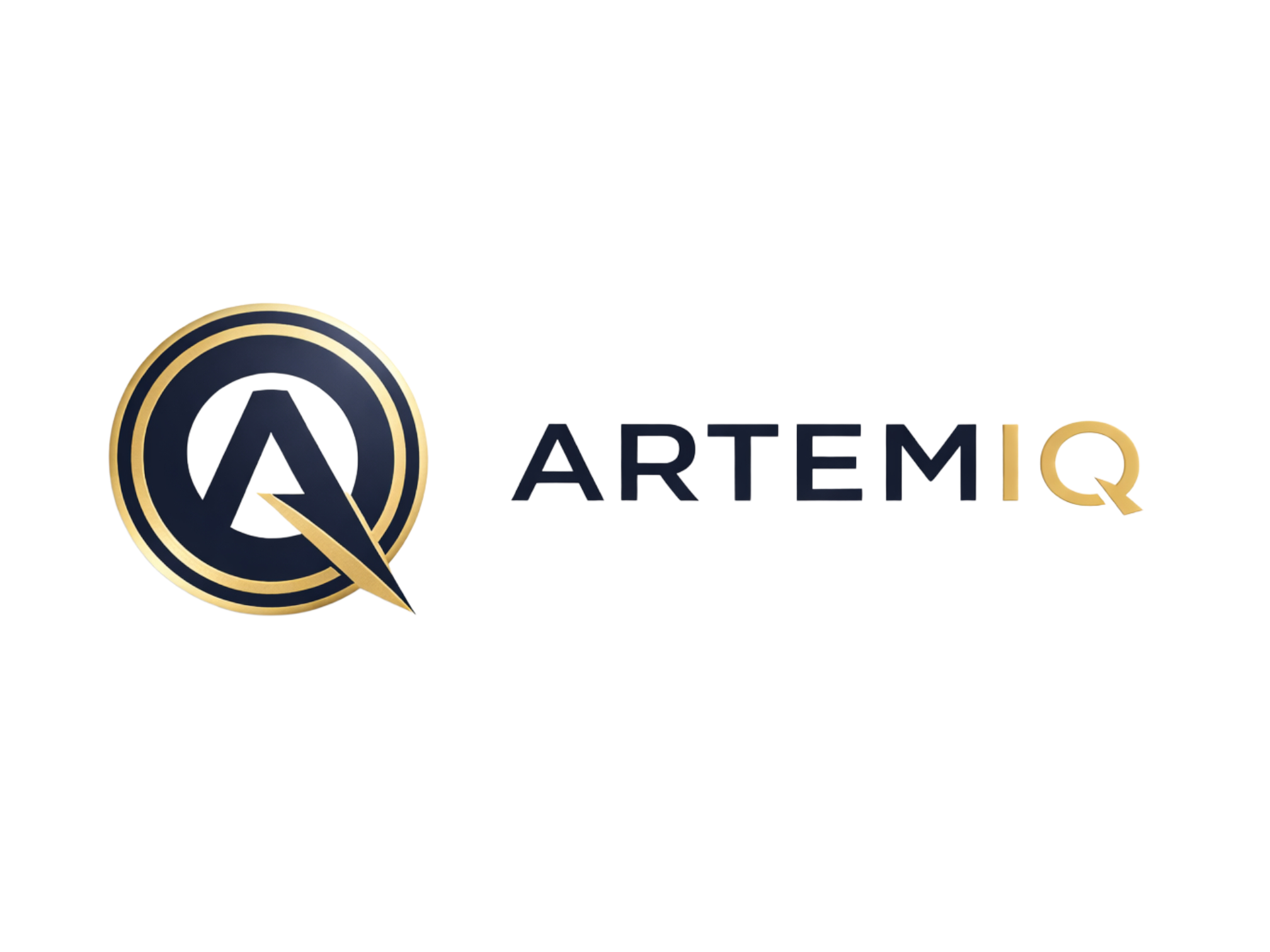 Logo of Artemiq, including a large stylized 'A' inside a circular border and the word 'ARTEMI' with a gold 'Q' at the end.