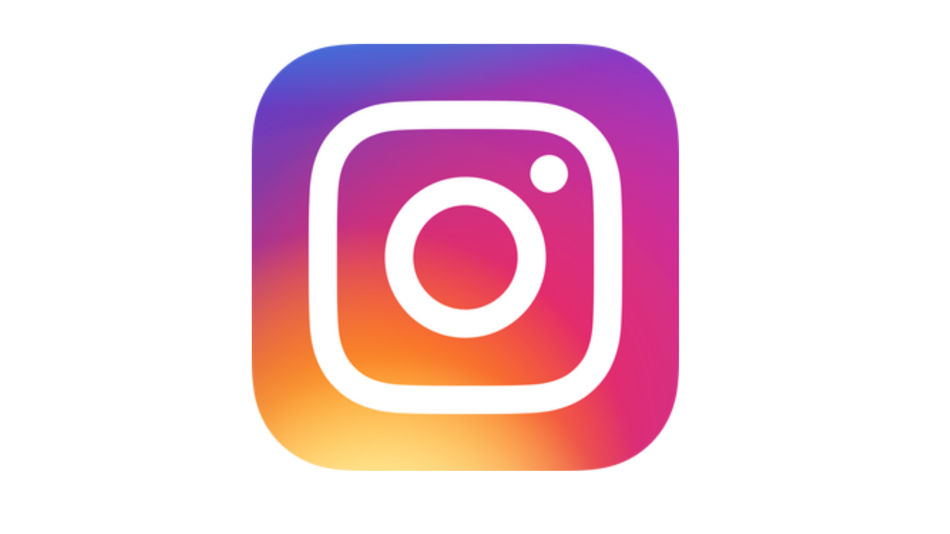 Instagram app icon with a gradient background of purple, pink, orange, and yellow, featuring a white outline of a camera.