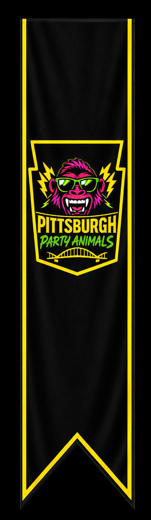 Pittsburgh Party Animals logo in a decorative banner