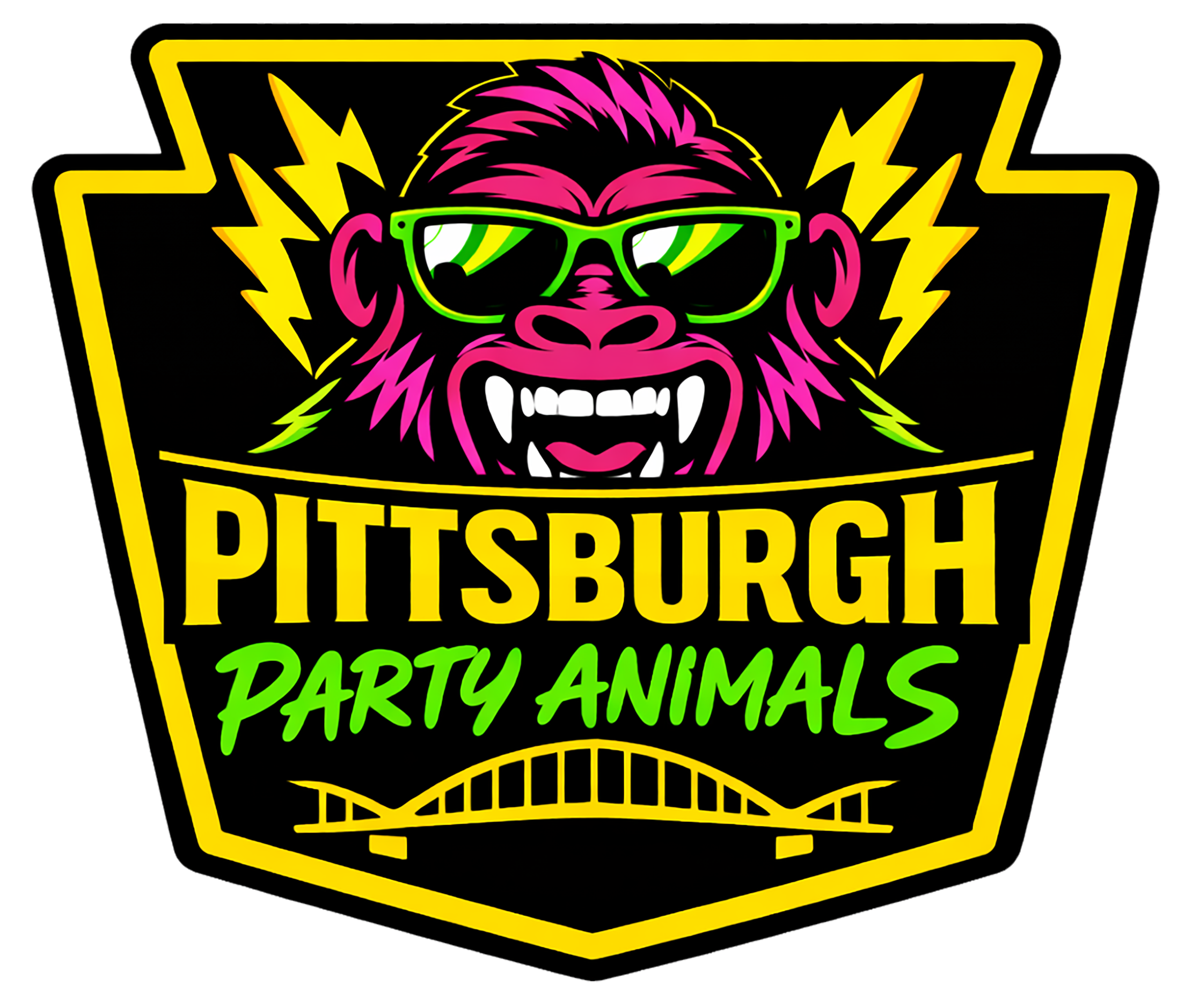Pittsburgh Party Animals keystone and bridge logo