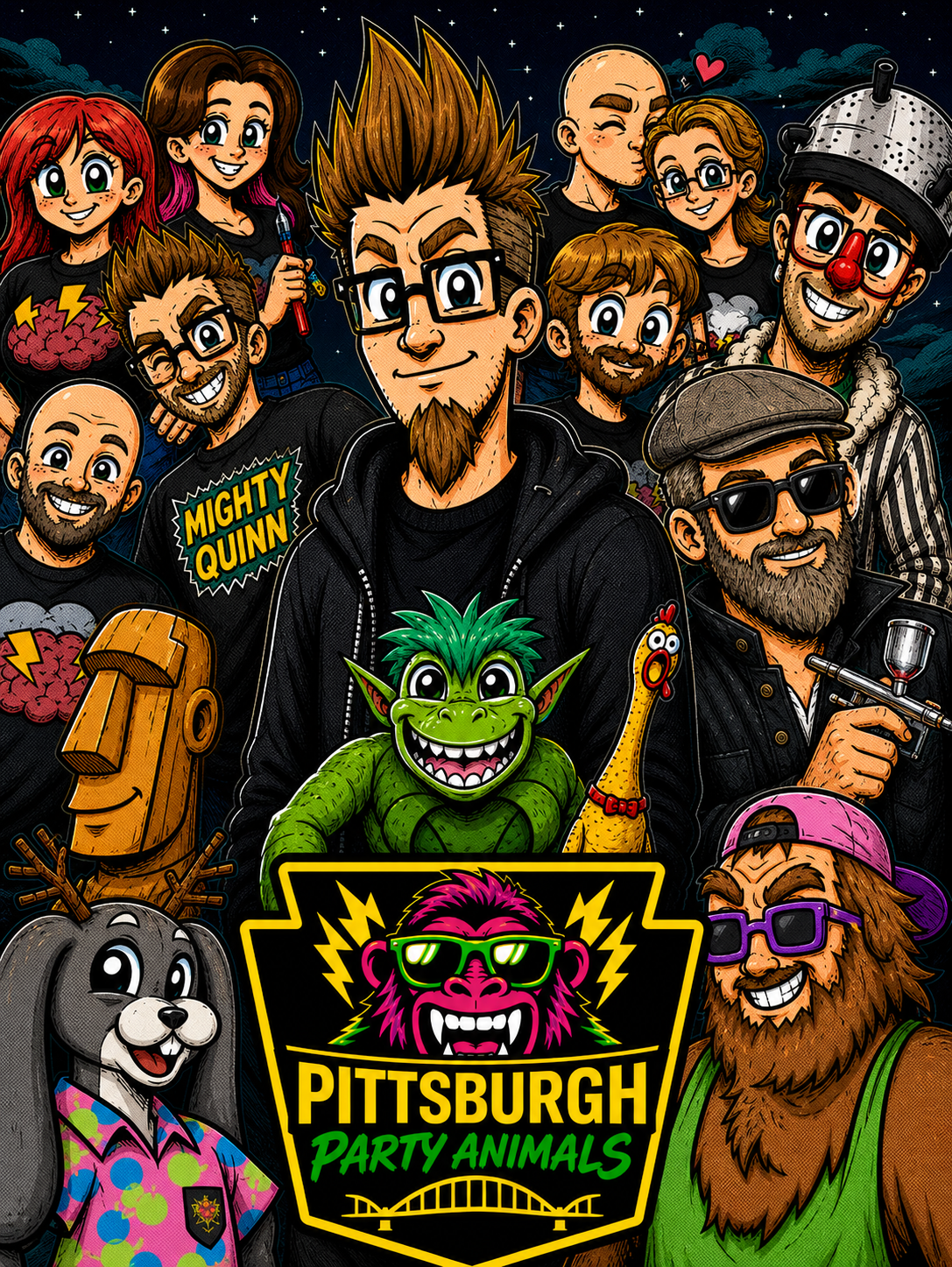 Illustration of the Pittsburgh Party Animals team