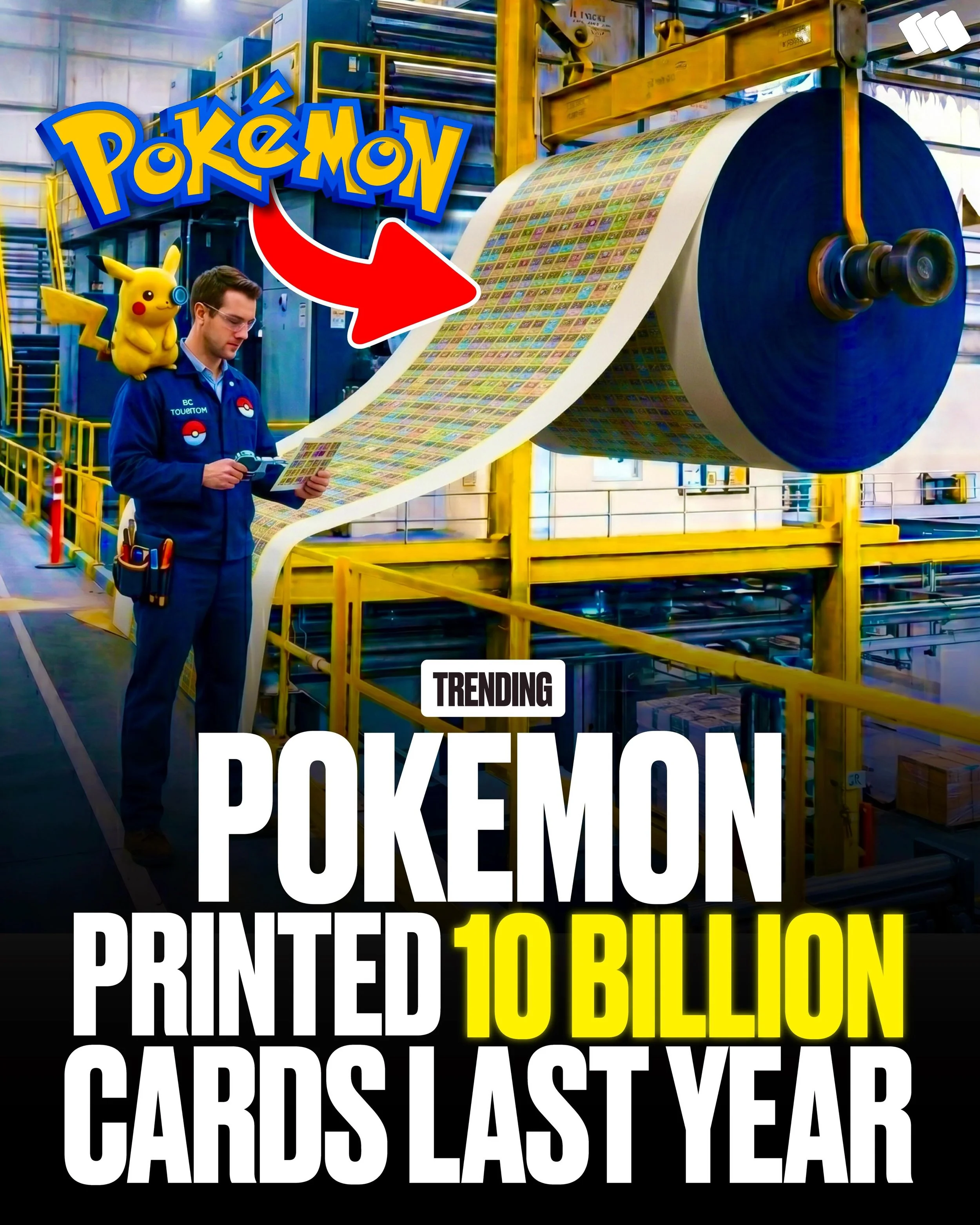 Pok&eacute;mon&rsquo;s Money Printer Won&rsquo;t Stop🖨️

10 billion Pok&eacute;mon cards printed last year alone🤯

When a company can increase production by billions of units and still struggle to satisfy demand, you&rsquo;re not looking at a fad &