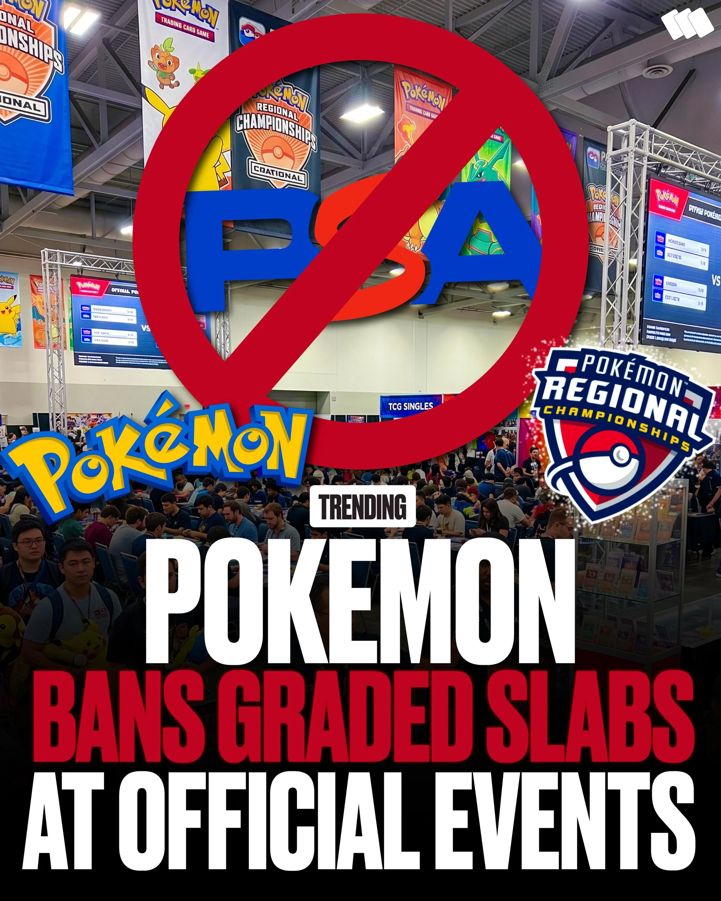 🚨Pok&eacute;mon reportedly just dropped one of the biggest policy shifts the hobby has seen in years.

TPCi is officially banning partnered vendors from selling graded slabs and items over $1K at major events &mdash; including NAIC, Worlds, and Regi