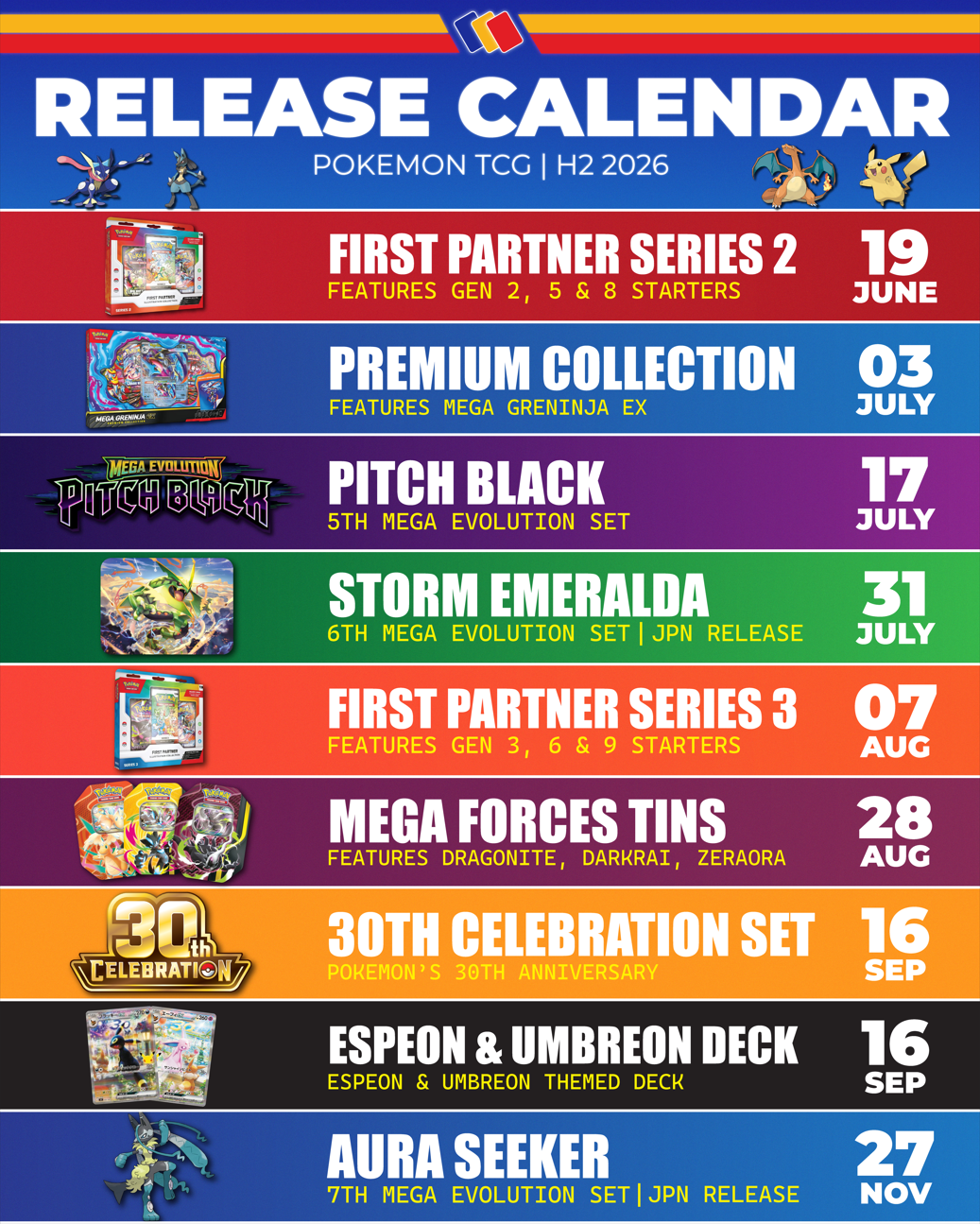 Pokémon TCG Release Calendar: Every Confirmed Product Launch for the Second Half of 2026
