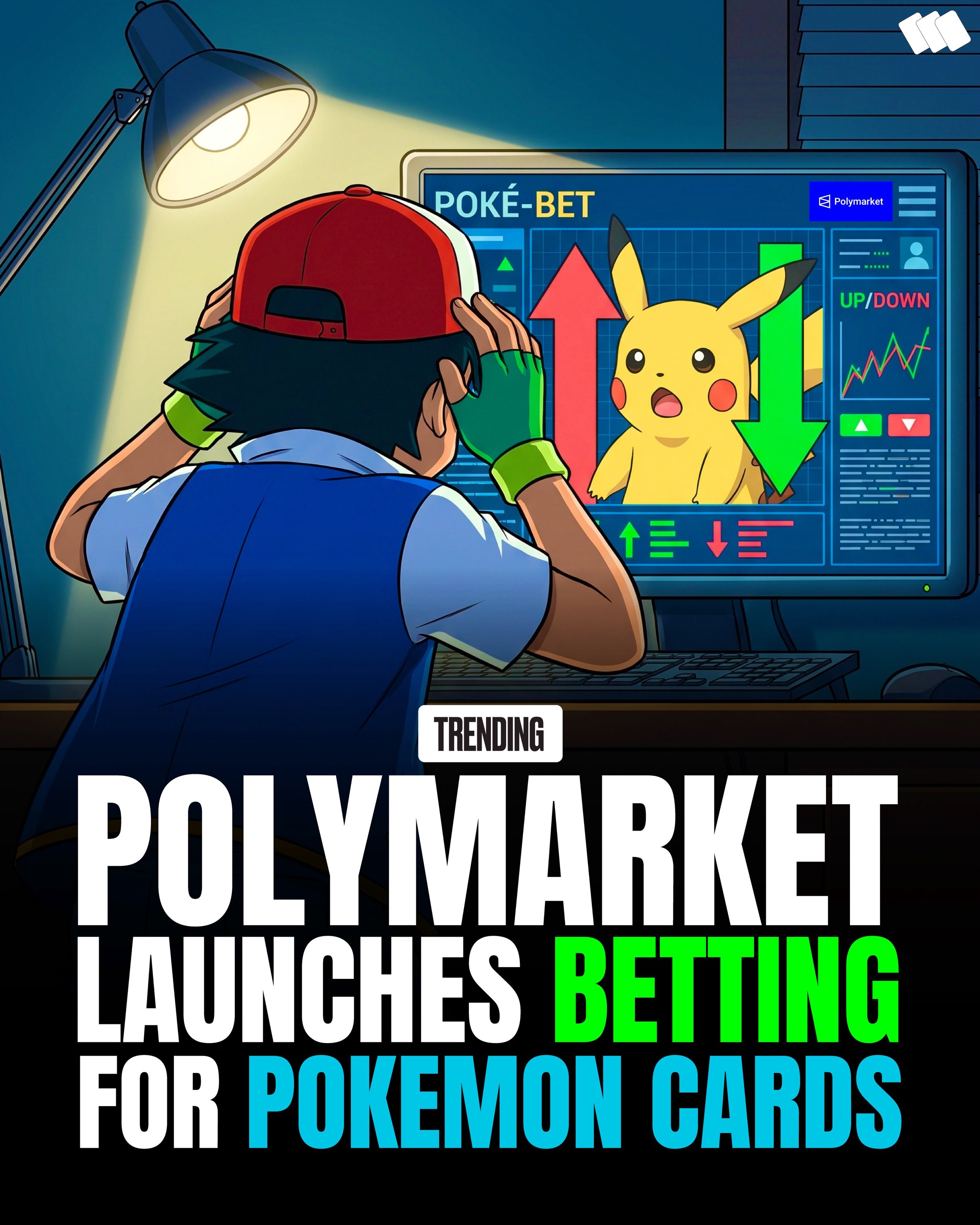 🚨 BREAKING: Polymarket is bringing prediction markets to Pok&eacute;mon cards.

Traders can now wager on whether prices for cards and sealed products will rise or fall &mdash; another sign of how quickly betting-style products are entering the hobby