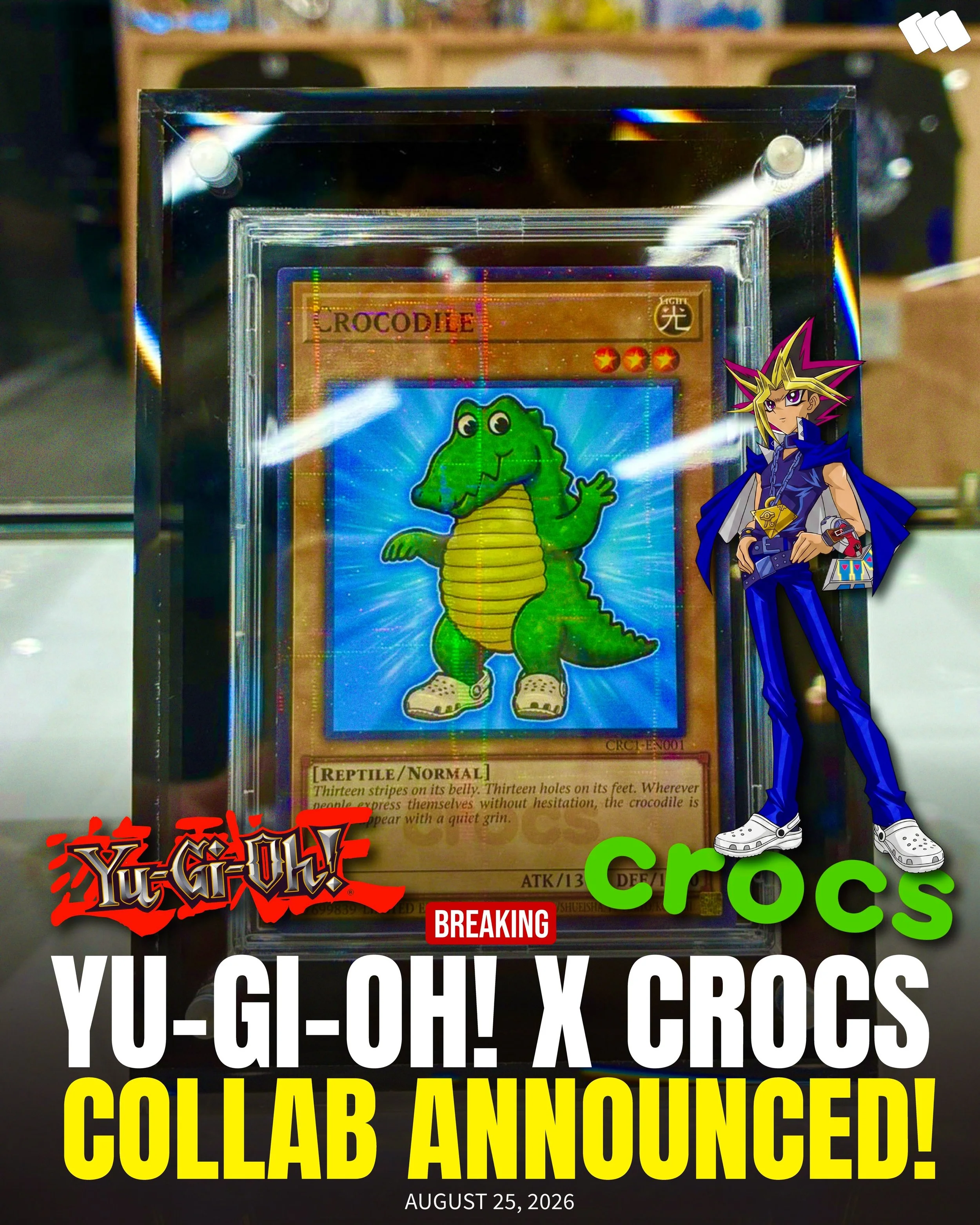 🚨 IT&rsquo;S TIME TO DU-DU-DU-DU-DUEL&hellip; IN CROCS 😂🐊

While Pok&eacute;mon is gearing up for its massive 30th Anniversary releases, Yu-Gi-Oh! said screw it&hellip; here&rsquo;s a Crocodile wearing Crocs😭

Konami has revealed four pairs of Yu