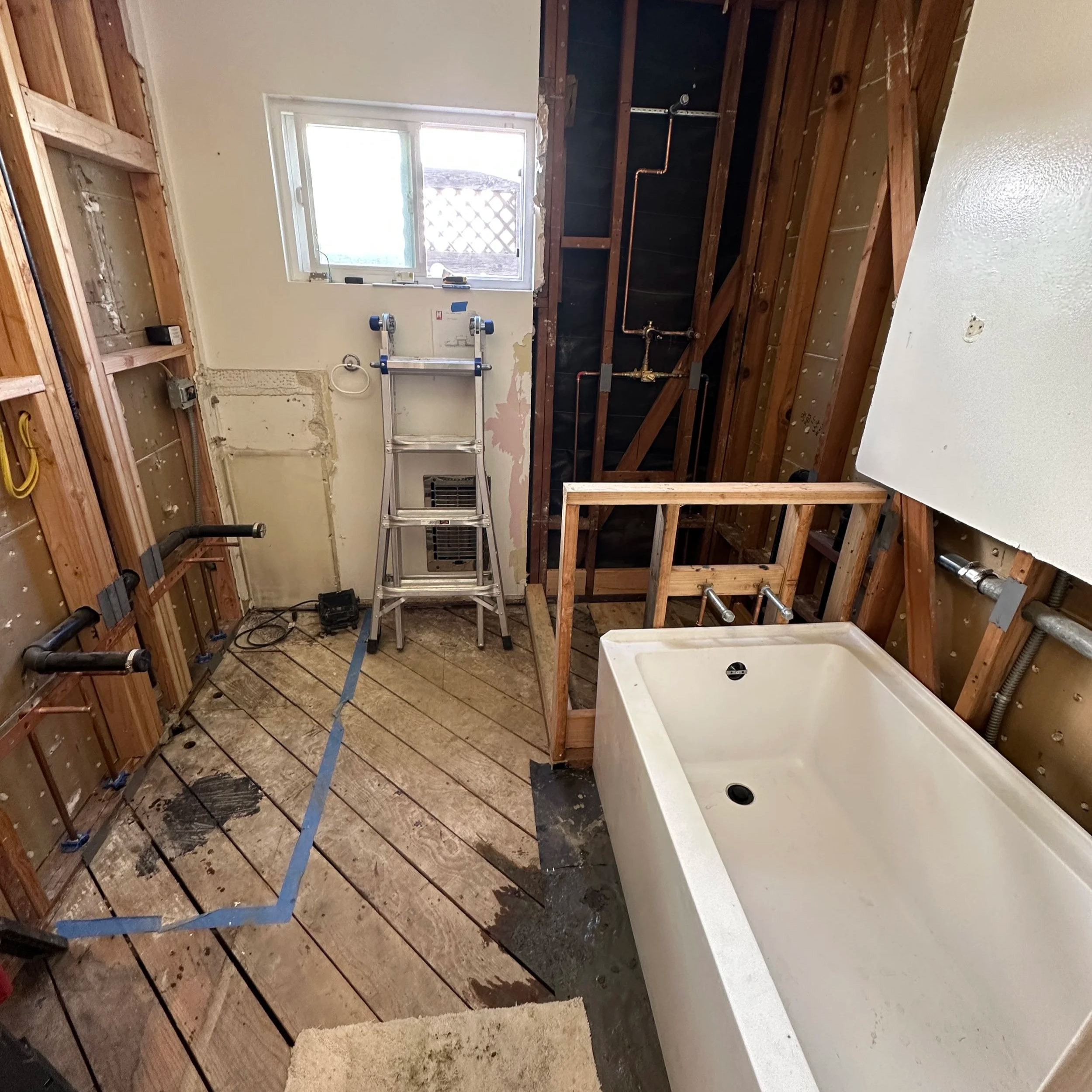 residential remodel plumbing tub shower sinks